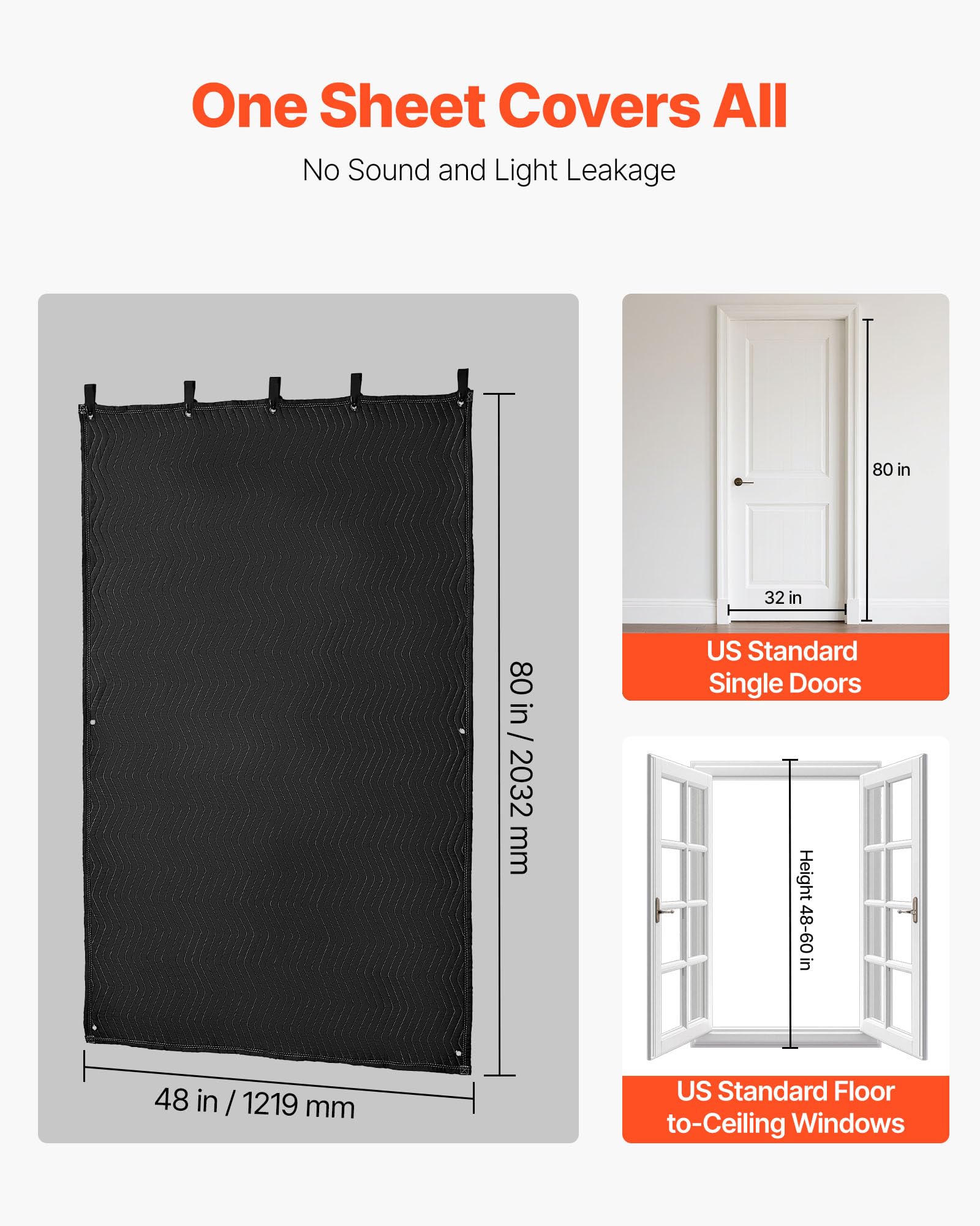 Vevor Sound Dampening Blankets, Soundproof Curtains With 80 X 48 In, Soundproof Blanket With Grommets, Studio Grommeted Blanket,