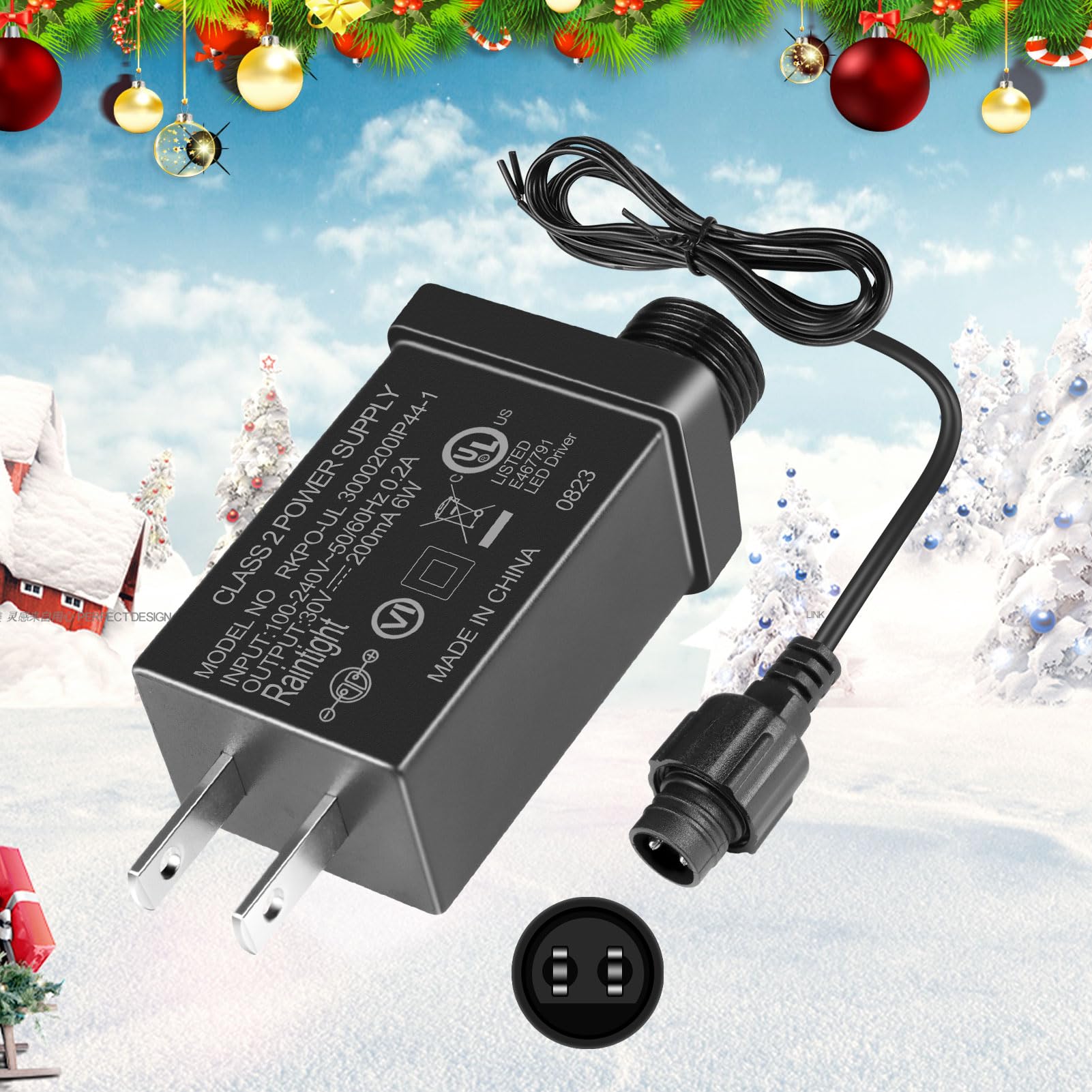 inShareplus 30V 0.2A Class 2 Power Supply, 6W Class 2 Transformer Replacement, IP44 AC 100~240v LED Power Adapter for Christmas 