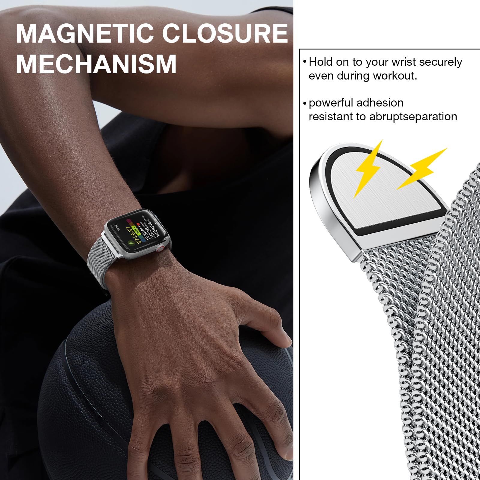 Stainless Steel Milanese Loop Compatible With Apple Watch Band 38Mm 40Mm 41Mm 42Mm 44Mm 45Mm 49Mm 46Mm Men And Women, Mesh Loop