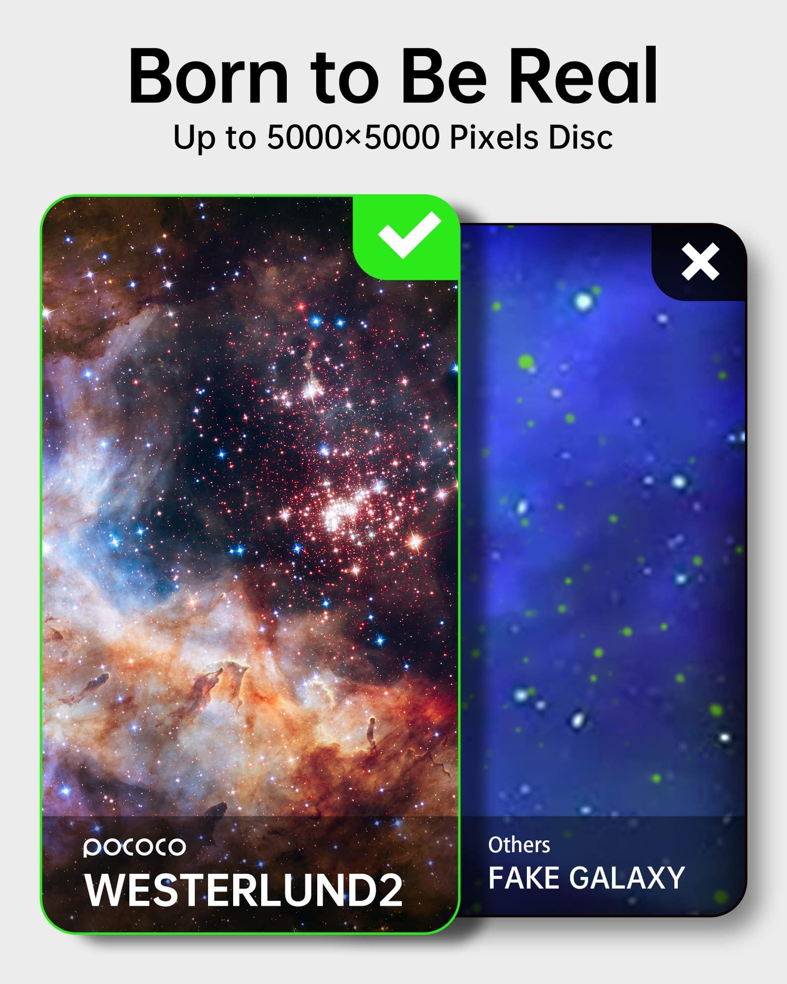 Pococo Galaxy Star Projector For Bedroom With Replaceable Optical Film Discs, Home Planetarium Night Light Projector With High D