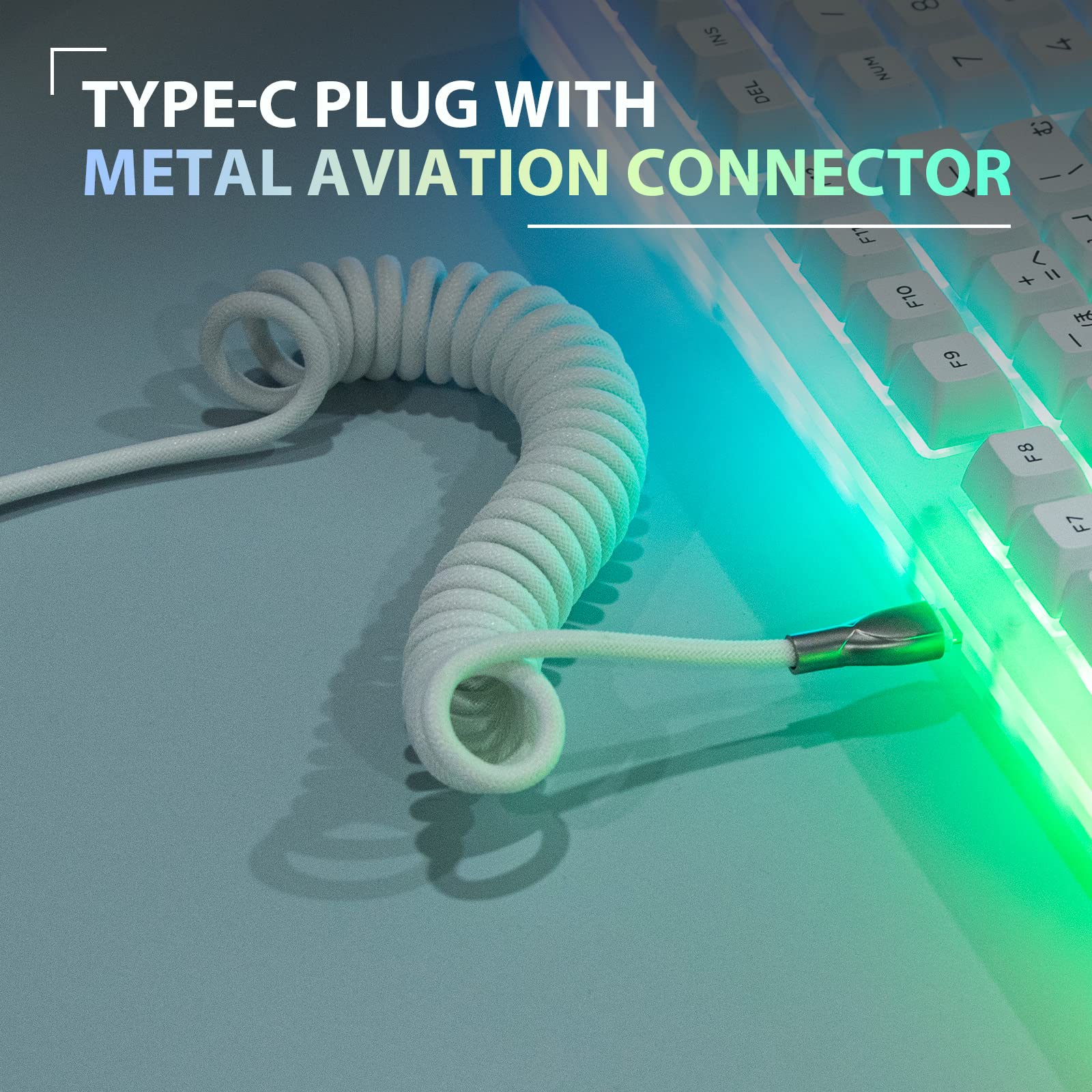 Epomaker Mix 1.8M Coiled Keyboard Cable, Usb C To Usb A Tpu Cable For Mechanical Gaming Keyboard, With Detachable Metal Aviator