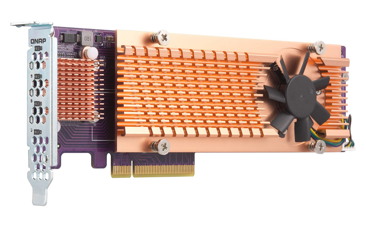 Qnap Qm2 4P 384 Quad M.2 Pcie Ssd Expansion Card, Supports Up To Four M.2 2280 Form Factor M.2 Pcie (Gen3 X4) Ssds, Pcie Gen3 X8