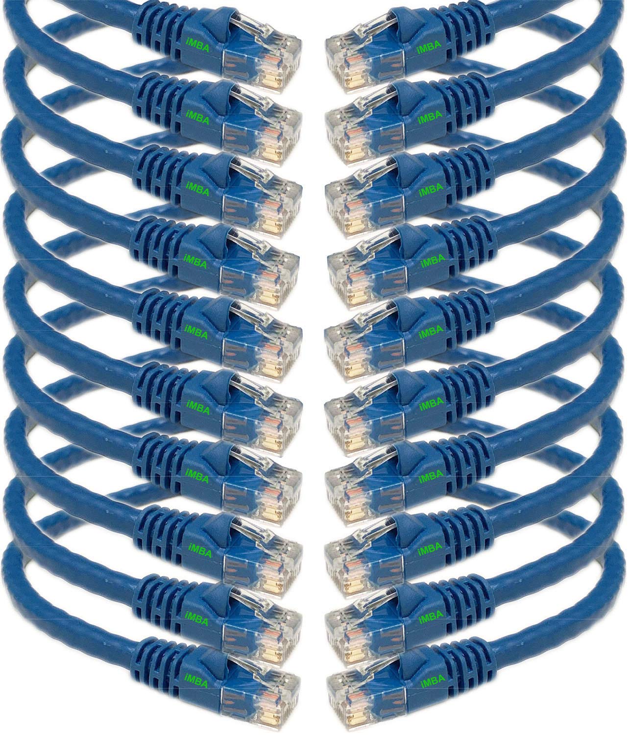Imbaprice 25'Cat5E Network Ethernet Patch Cable, 10 Pack, Blue (Imba Cat5 25Bl 10Pk)