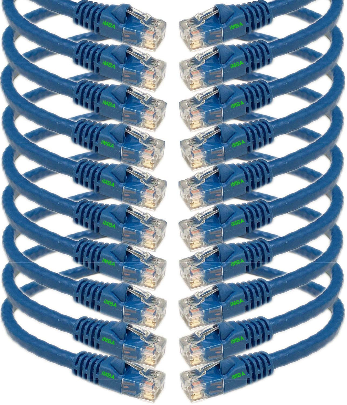 Imbaprice 25'Cat5E Network Ethernet Patch Cable, 10 Pack, Blue (Imba Cat5 25Bl 10Pk)