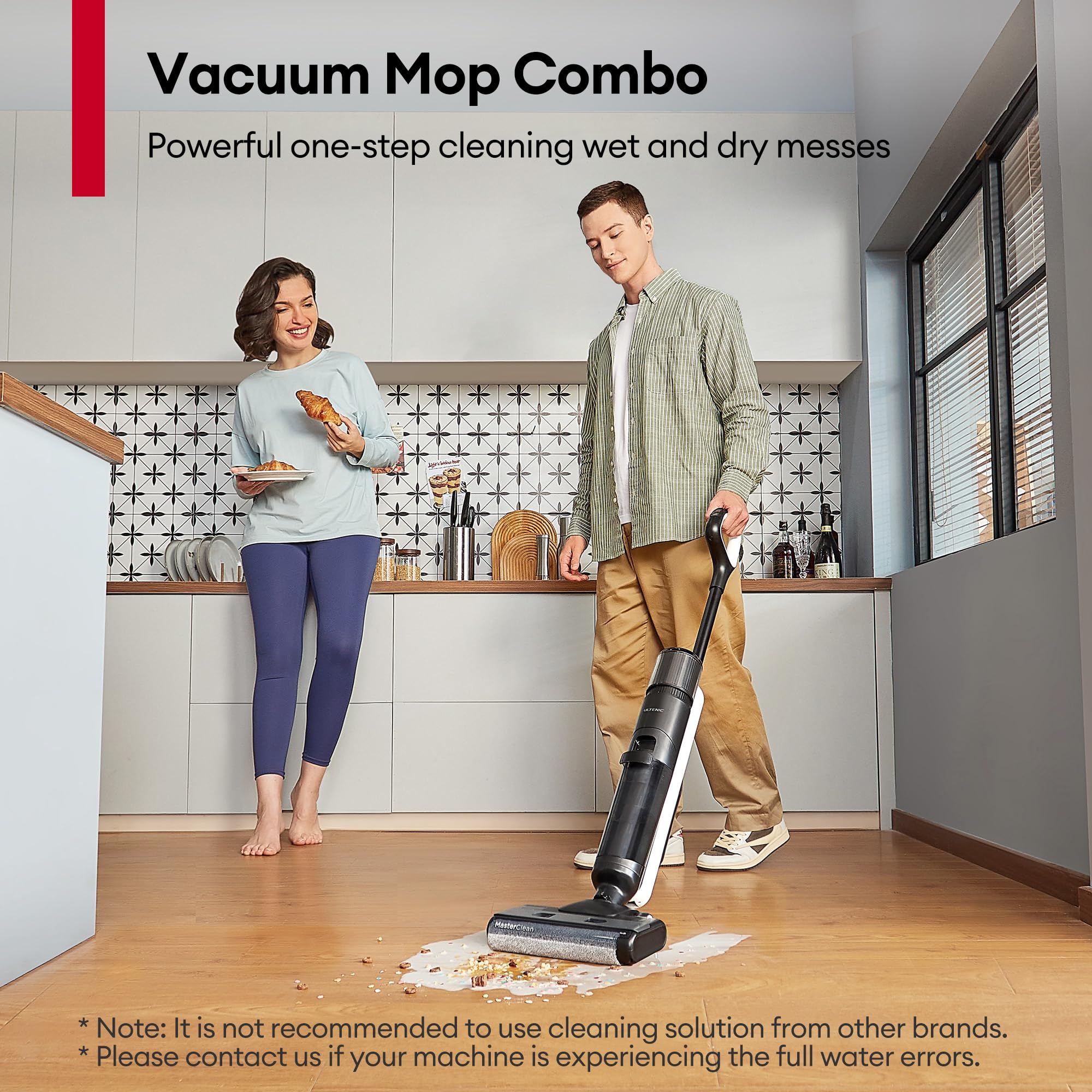 Ultenic Wet Dry Vacuum Cleaner,Cordless Vacuum Mop Combo With Self Cleaning,Smart Mess Detection,50Mins Runtime,3 In 1 Vacuum Mo