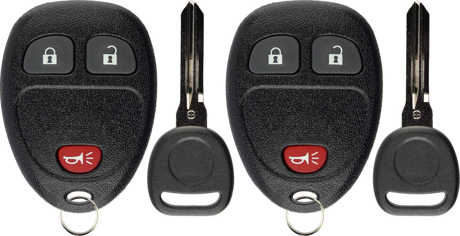 Keylessoption Keyless Entry Remote Control Car Key Fob Replacement For 15913420 With Key (Pack Of 2)
