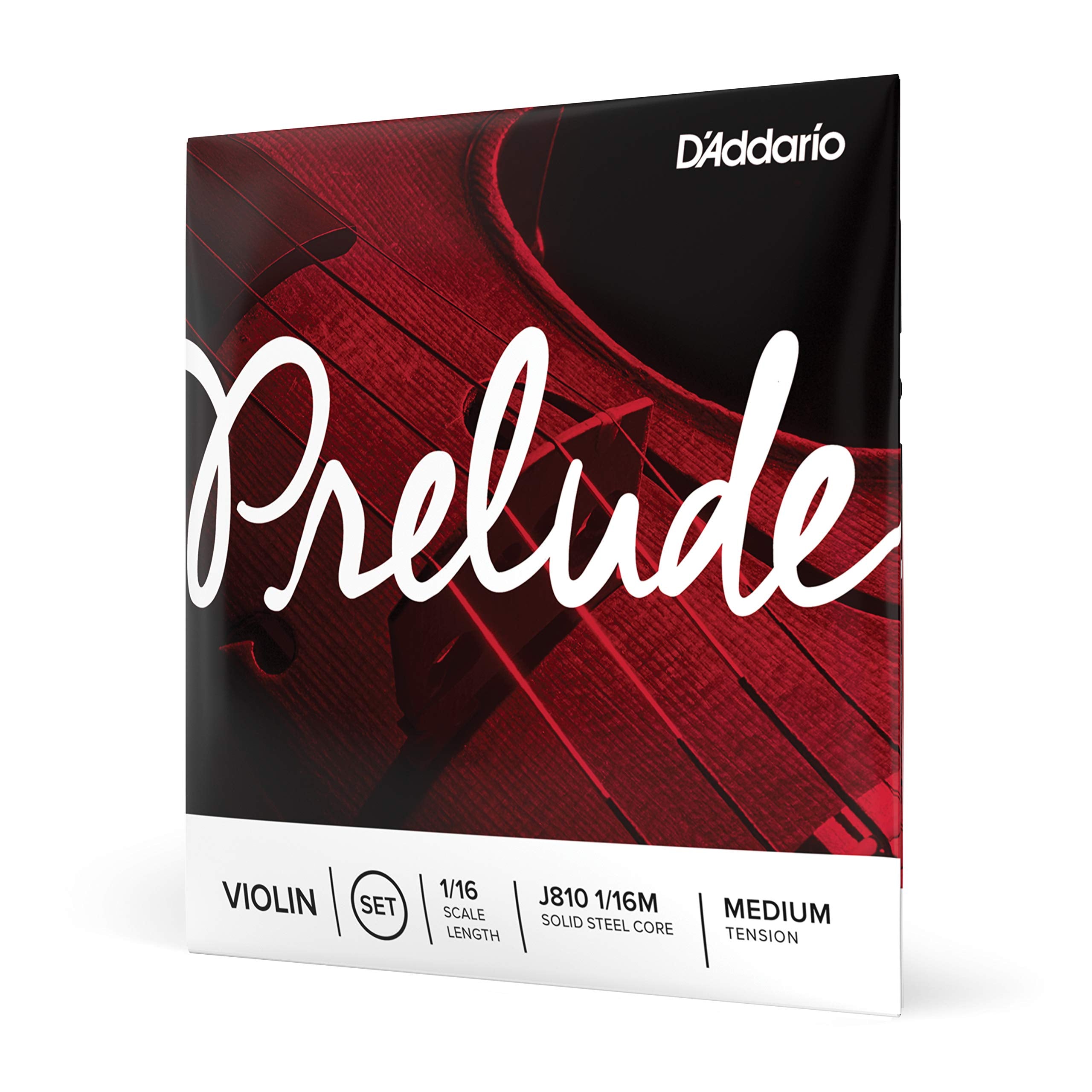 D'Addario Prelude Violin String Set, 1/16 Scale, Medium Tension   J810 1/16M   Solid Steel Core, Warm Tone, Economical And Durab