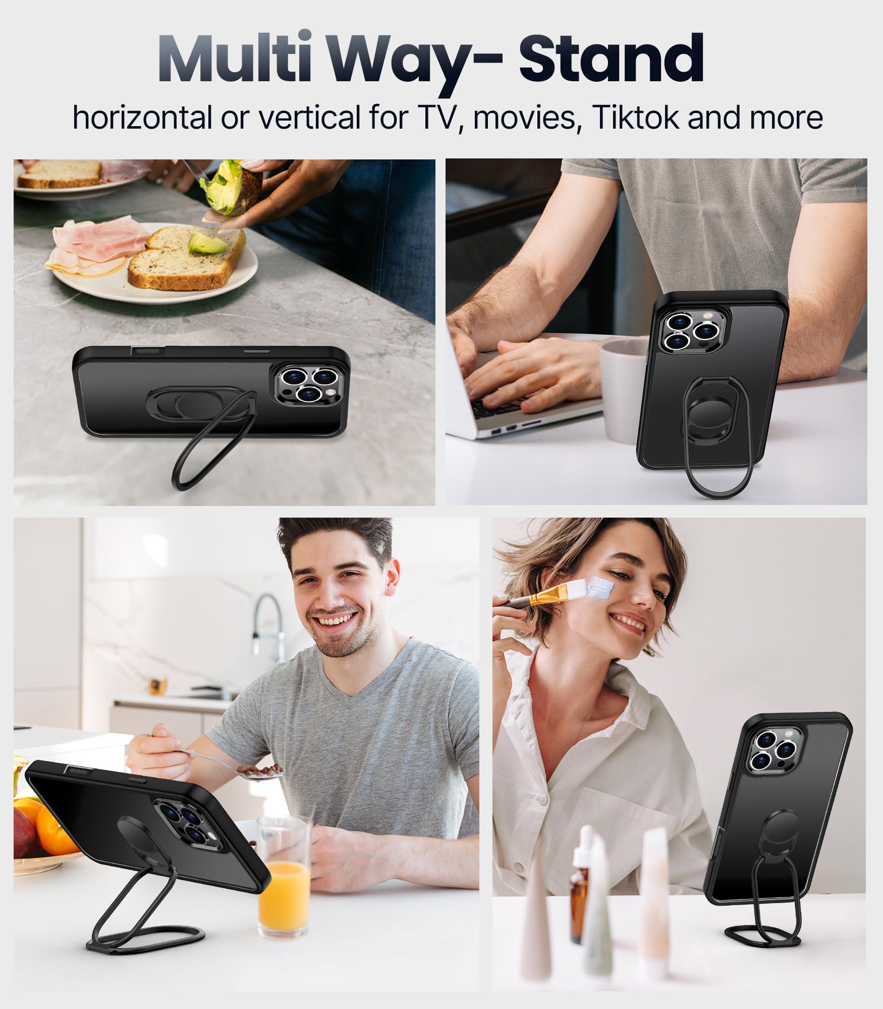 Shields Up For Iphone 16 Pro Case With Stand, Phone Case With Double Ring Holder [Adjustable & Foldable] Protective Translucent