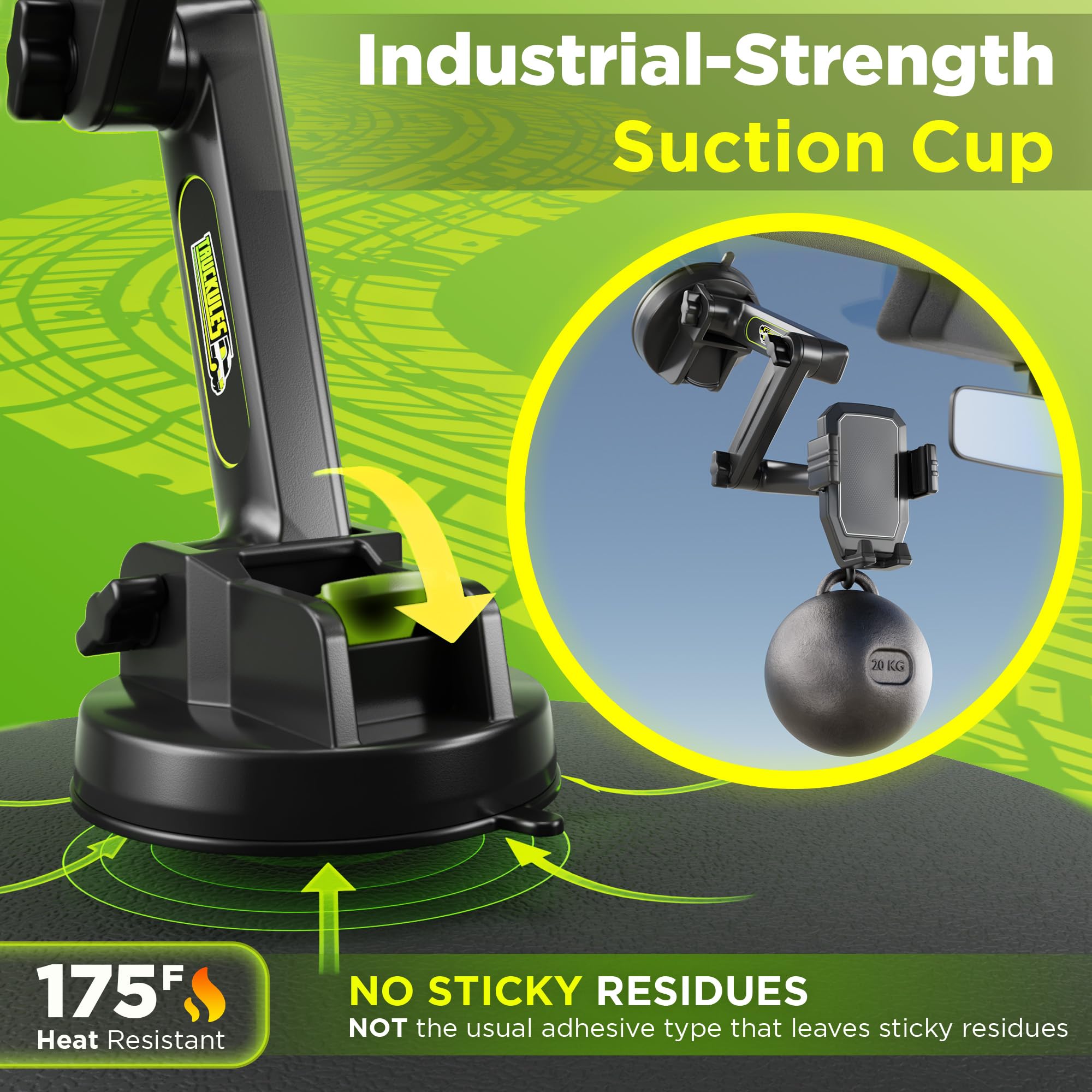 Phone Mount For Truck Phone Holder For Truck - Heavy Duty Suction Cup + Dashboard Pad,Mobile Device Holder For Dashboard Window