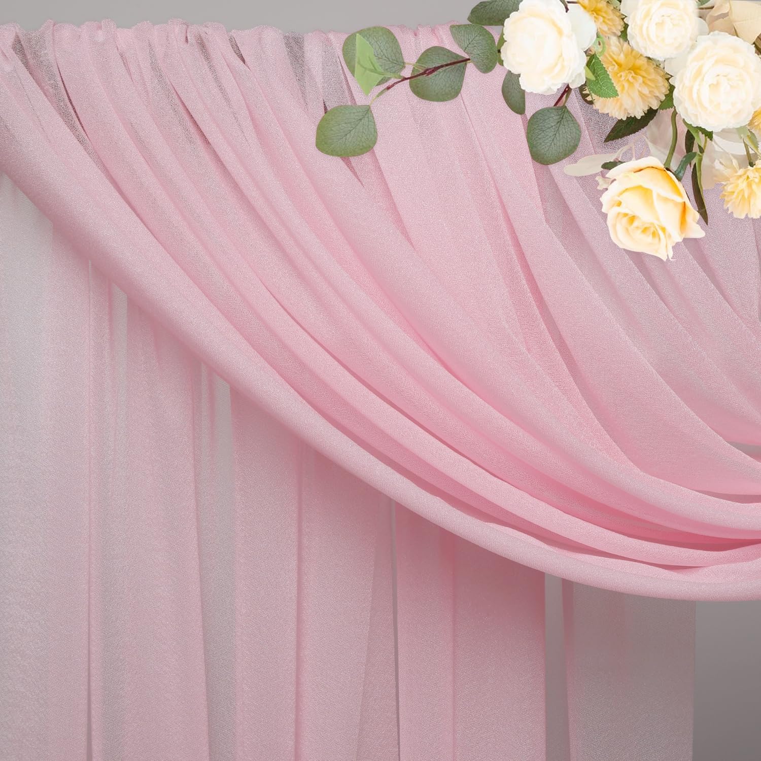 Wokceer Wedding Arch Draping Fabric 6 Panels 28.7 X 20Ft Blush Pink Drapes Sheer Fabric Backdrop Arch Draping Fabric For Wedding