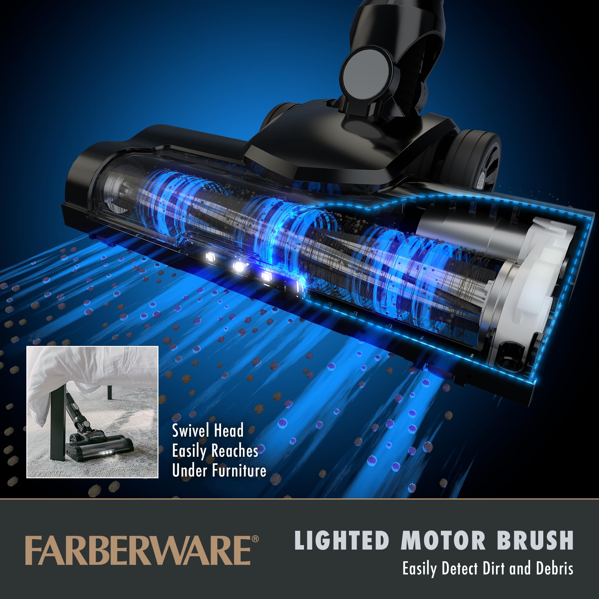 Farberware Cordless Pro Stick Vacuum Cleaner, Powerful Suction With 2 Speeds For Carpet And Hard Floors, Converts To Handheld Va