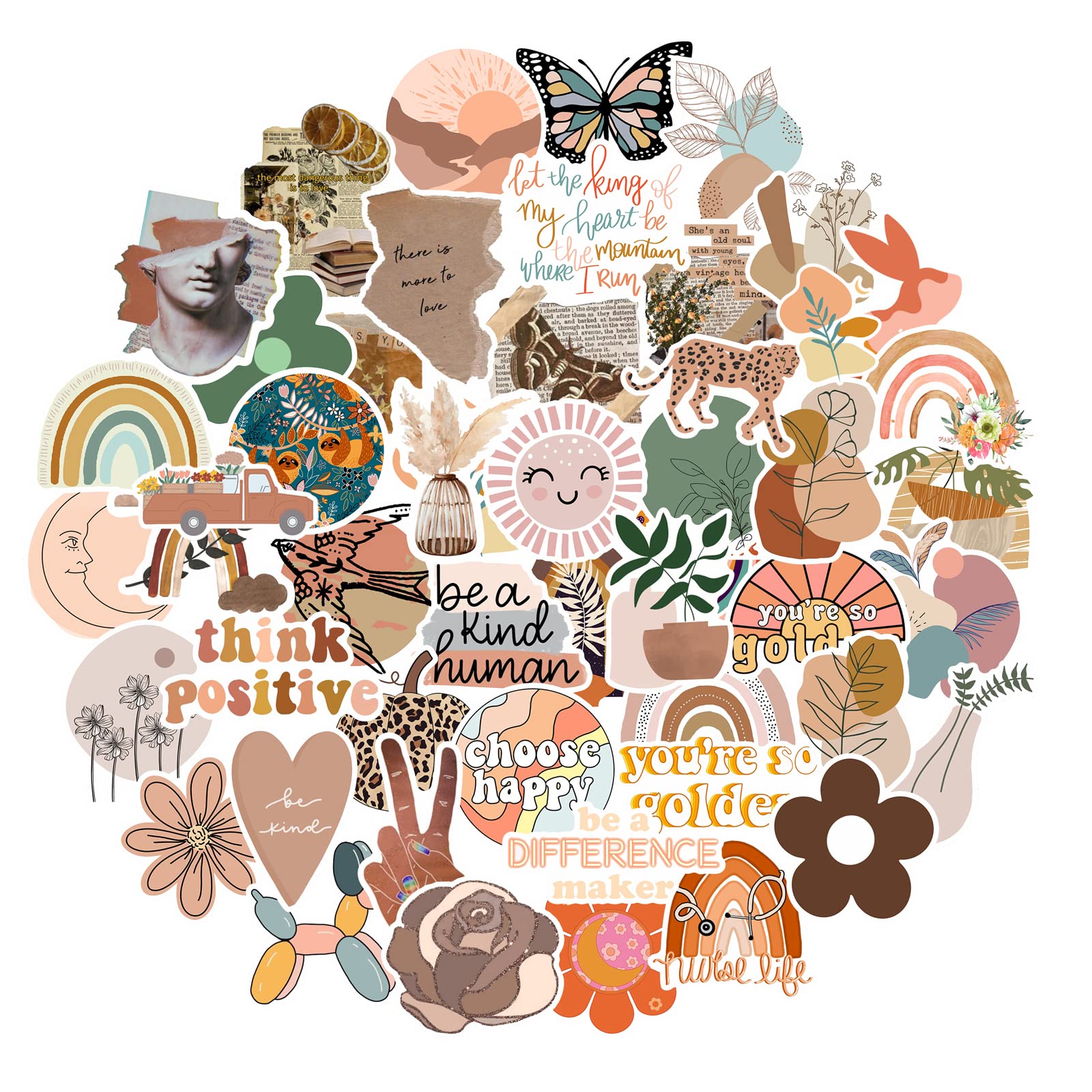 Cakolink Vintage Aesthetic Stickers 50 Pcs, Vinyl Waterproof Stickers For Water Bottles Laptop Phone Computer Guitar (1)