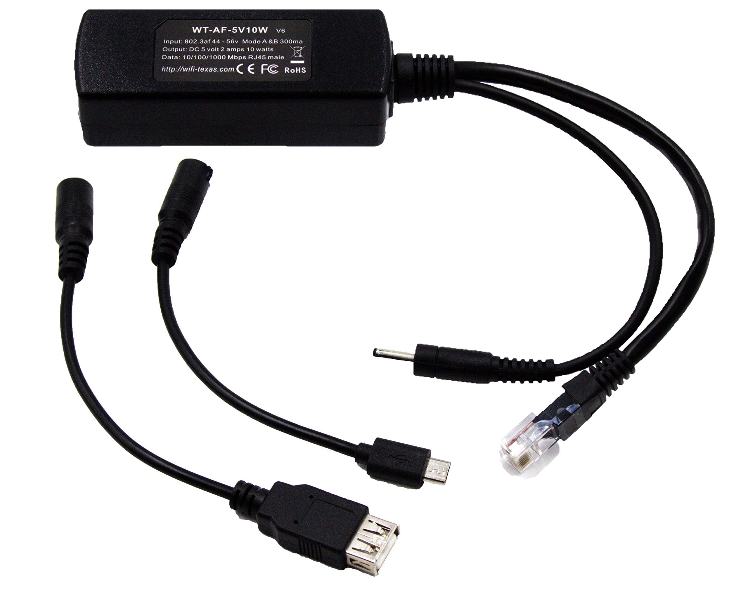 Poe Texas Poe Power Adapter For Usb A And Micro Usb Compatible Devices Including Apple Cables For Pos, Digital Signage, & More  