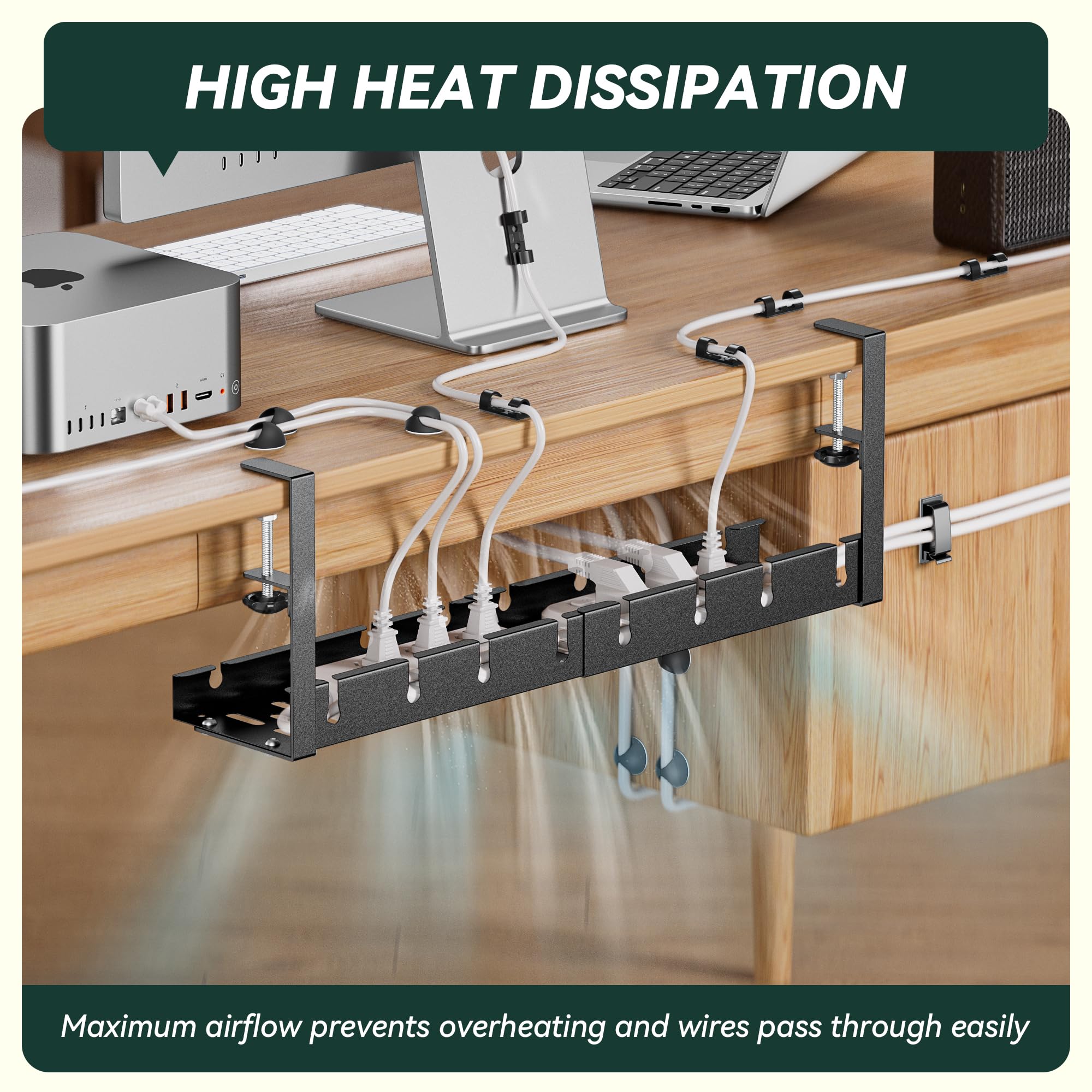 Proswift Under Desk Cable Management Tray, Extendable 11.2'' To 21.6'' Cable Management Under Desk Tray, No Drill Cable Tray Und