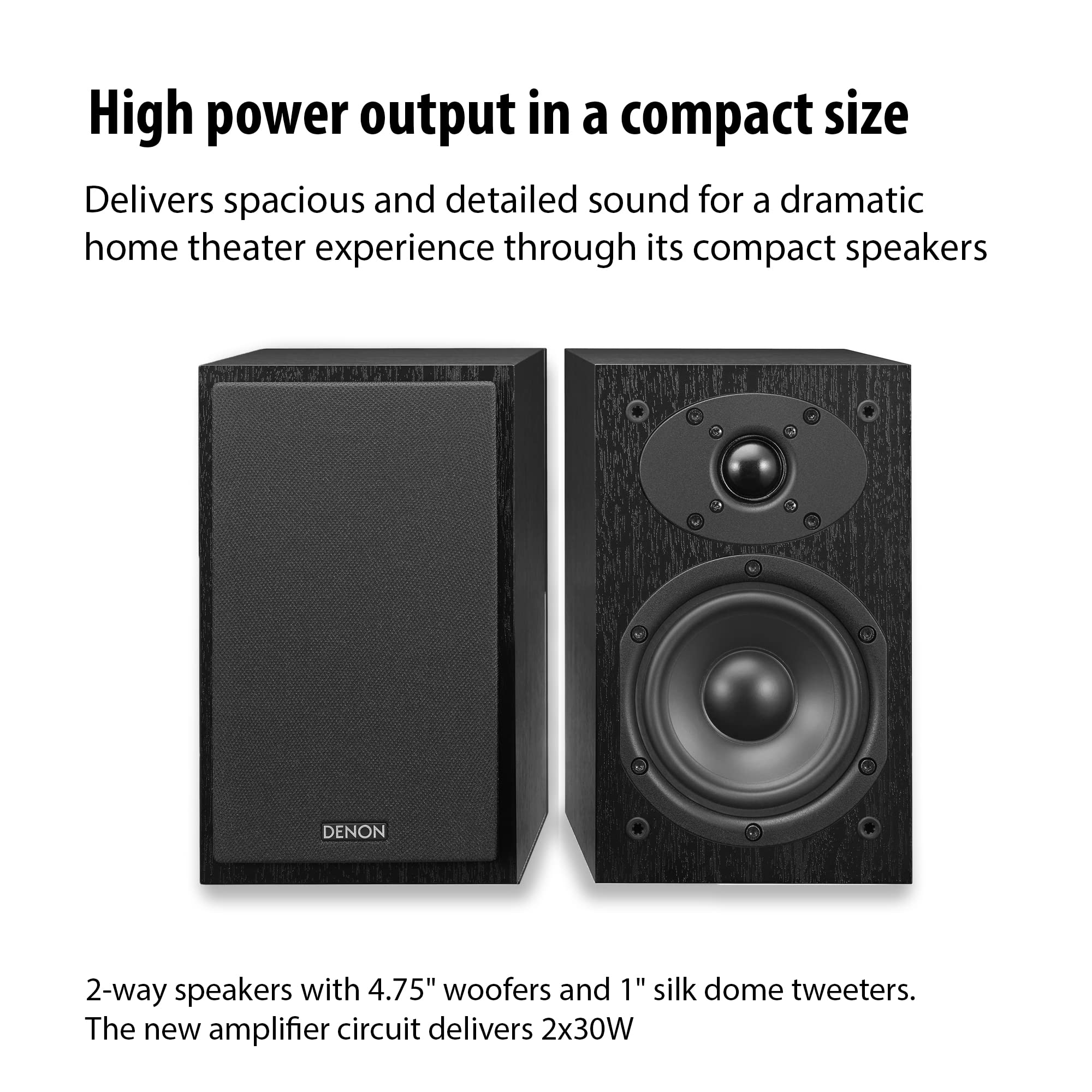 Denon D M41 Home Theater Mini Amplifier And Bookshelf Speaker Pair   Compact Hifi Stereo System With Cd, Fm/Am Tuner And Wireles