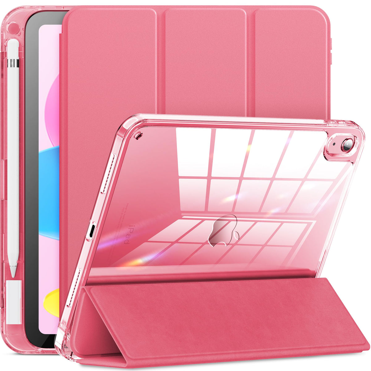 Infiland Compatible With Ipad (A16) 11Th Generation 11 Inch 2025 Case, Ipad 10Th Generation Case 2022 10.9 Inch 2022, Crystal Clear With Slot For Pencil & Charging Adapter, Rose Pink