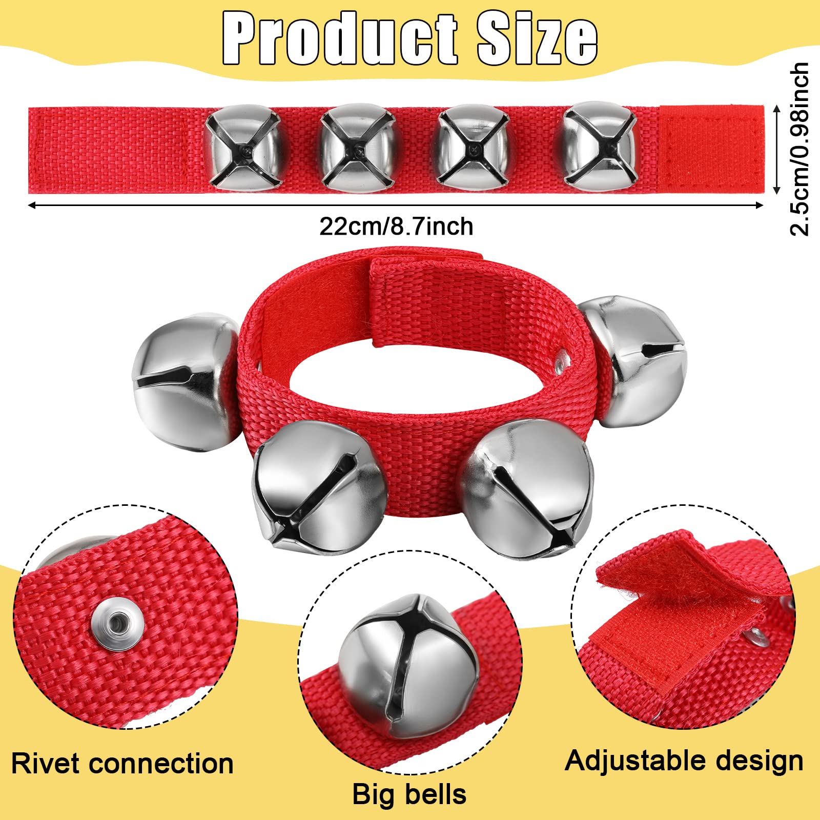 48 Pcs Wrist Band Jingle Bells 12 Musical Instruments Gift Hand Percussion Wrist Bells Wrist Shaking Music Bells For Kids Adjust