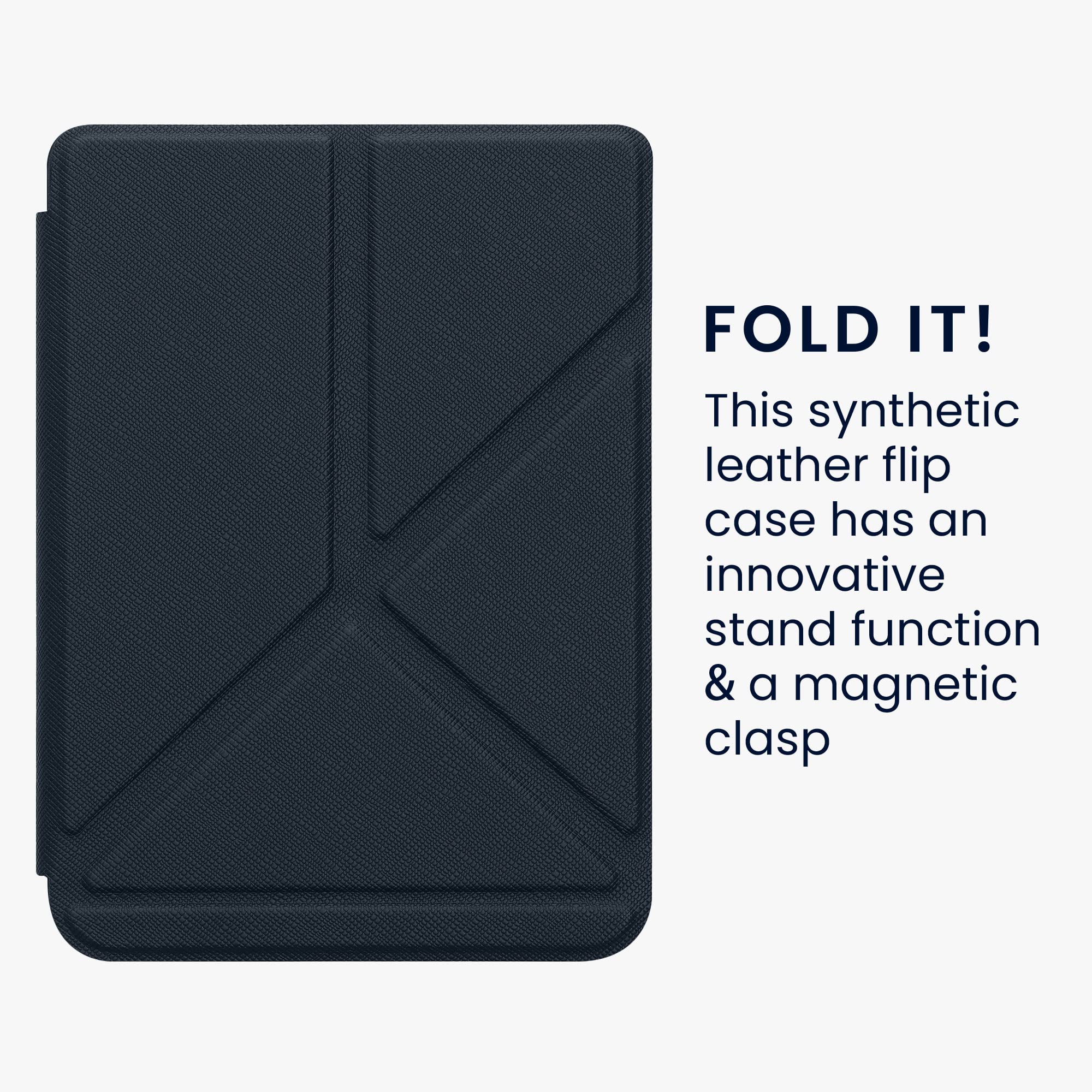 Kwmobile Origami Case Compatible With Kobo Clara 2E / Tolino Shine 4 Case   Slim Pu Leather Cover With Stand   Dark Blue