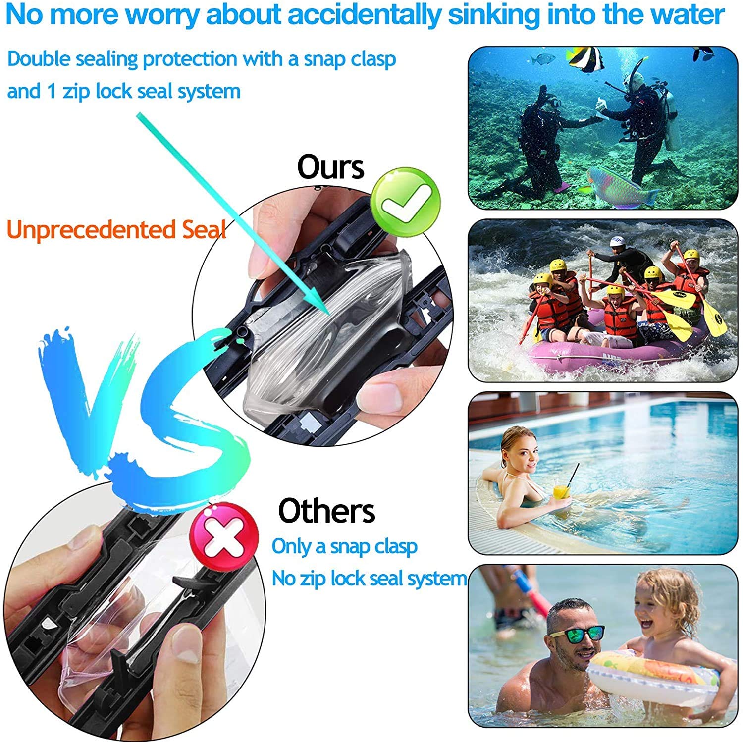 Airuntech Waterproof Case, Waterproof Cell Phone Dry Bag Compatible For Iphone 14/13/12/12 Pro Max/11/11 Pro/Se/Xs Max/Xr/8P/7 G