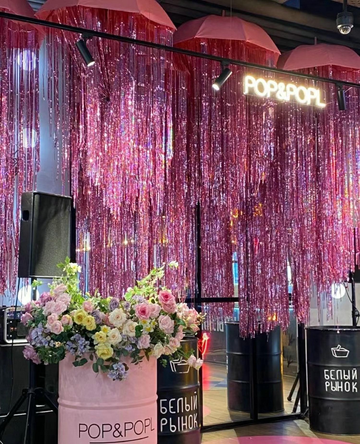 Goer Pink Tinsel Curtain Party Backdrop  Foil Fringe Curtain Lilac Pink Party Streamers For Princess Bachelorette Euphoria Theme