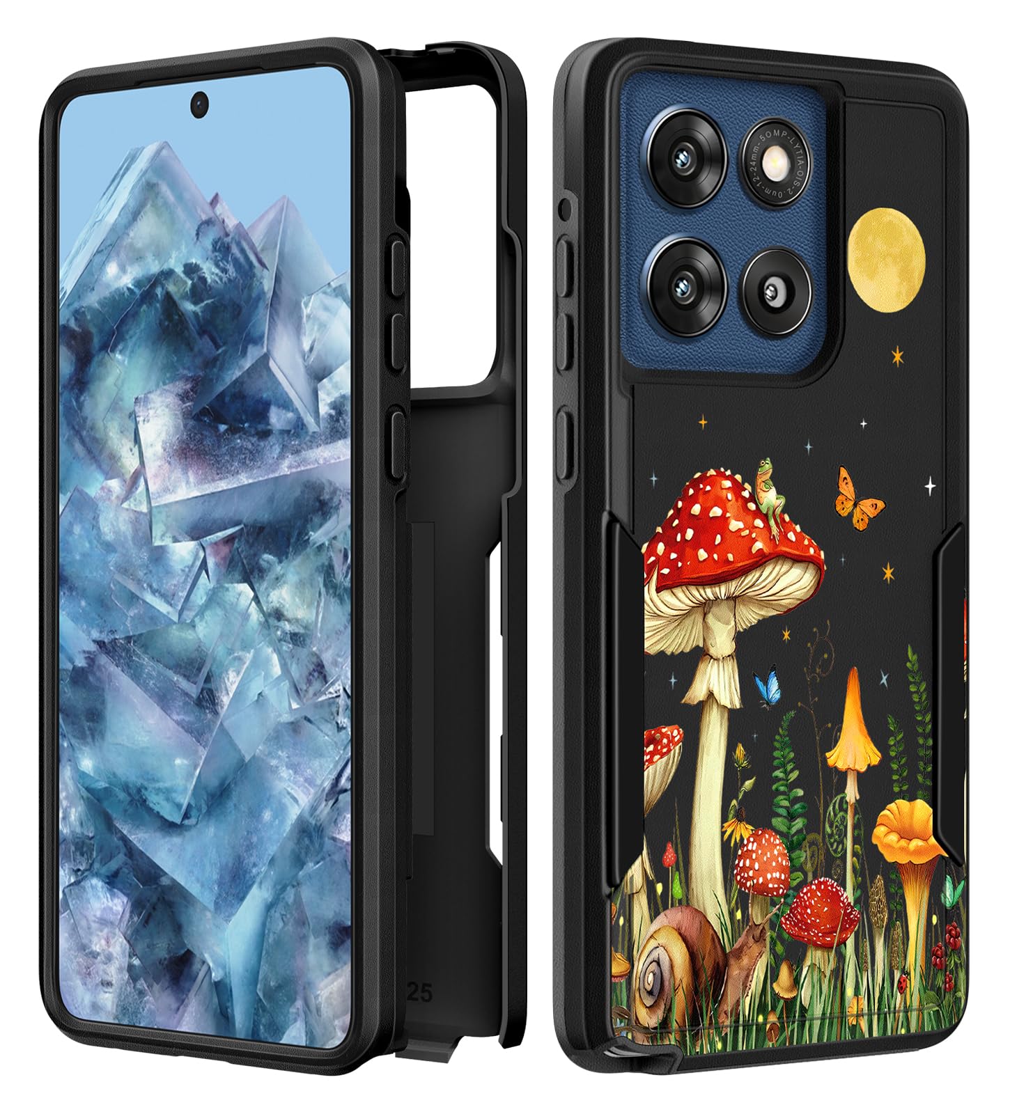 Plakill for Moto G Stylus 5G 2025 Case Women - Cute Girls Phone Cover Girly Aesthetic Design Moon Mushroom Heavy Duty Protective