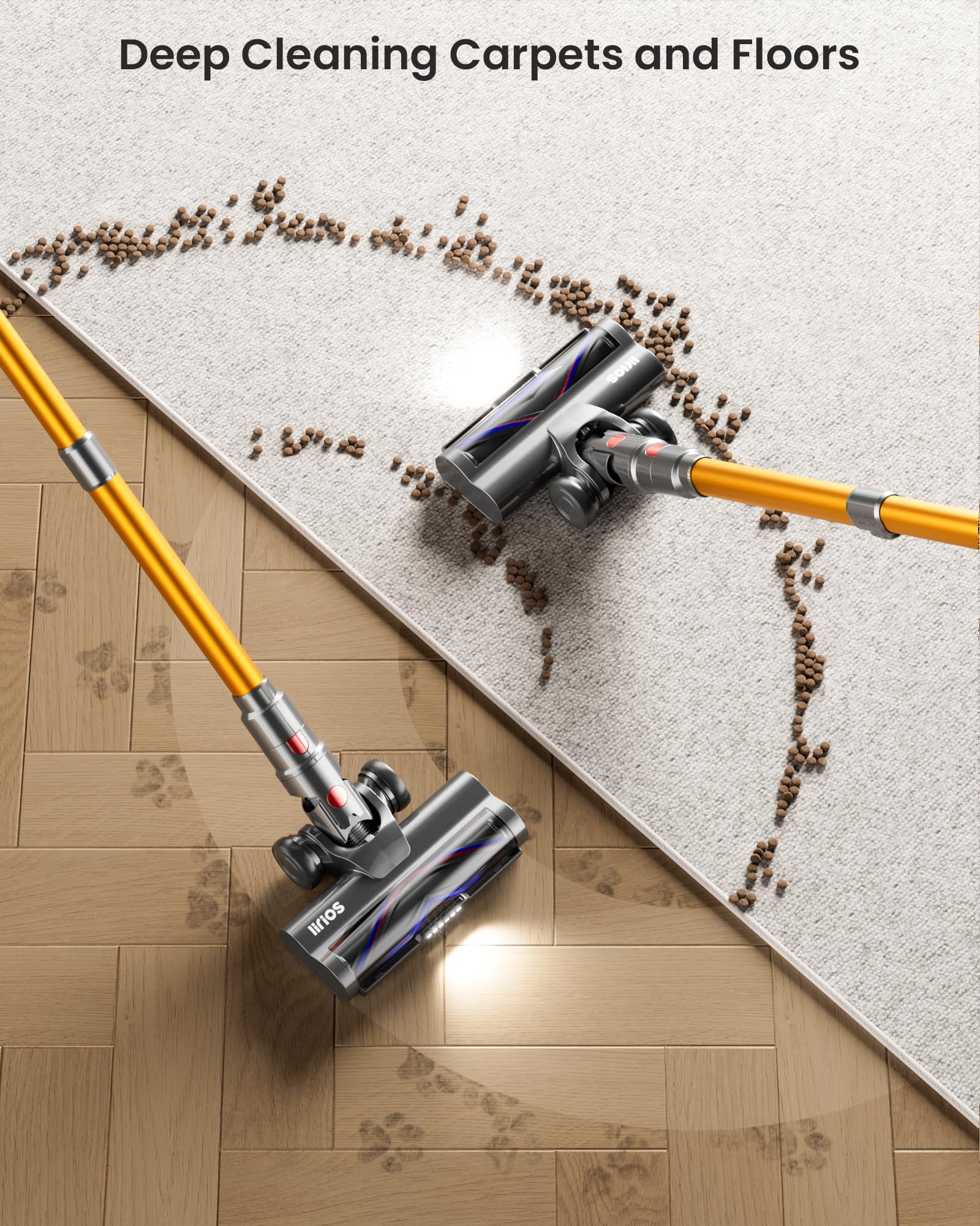 Cordless Vacuum Cleaner, 550W 45Kpa 70Mins Self Standing Vacuum Cleaners For Home, Stick Vacuum Cordless With Wall Mount Chargin