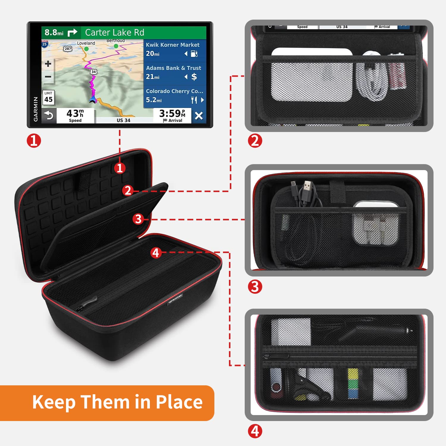 Hesplus Hard Gps Case For 6 7 Inch Garmin Drivesmart 76/65/61/86, Rv 750/780/785, Dezl Otr700/610/800, Nuvi 2797Lmt Garmin Catal