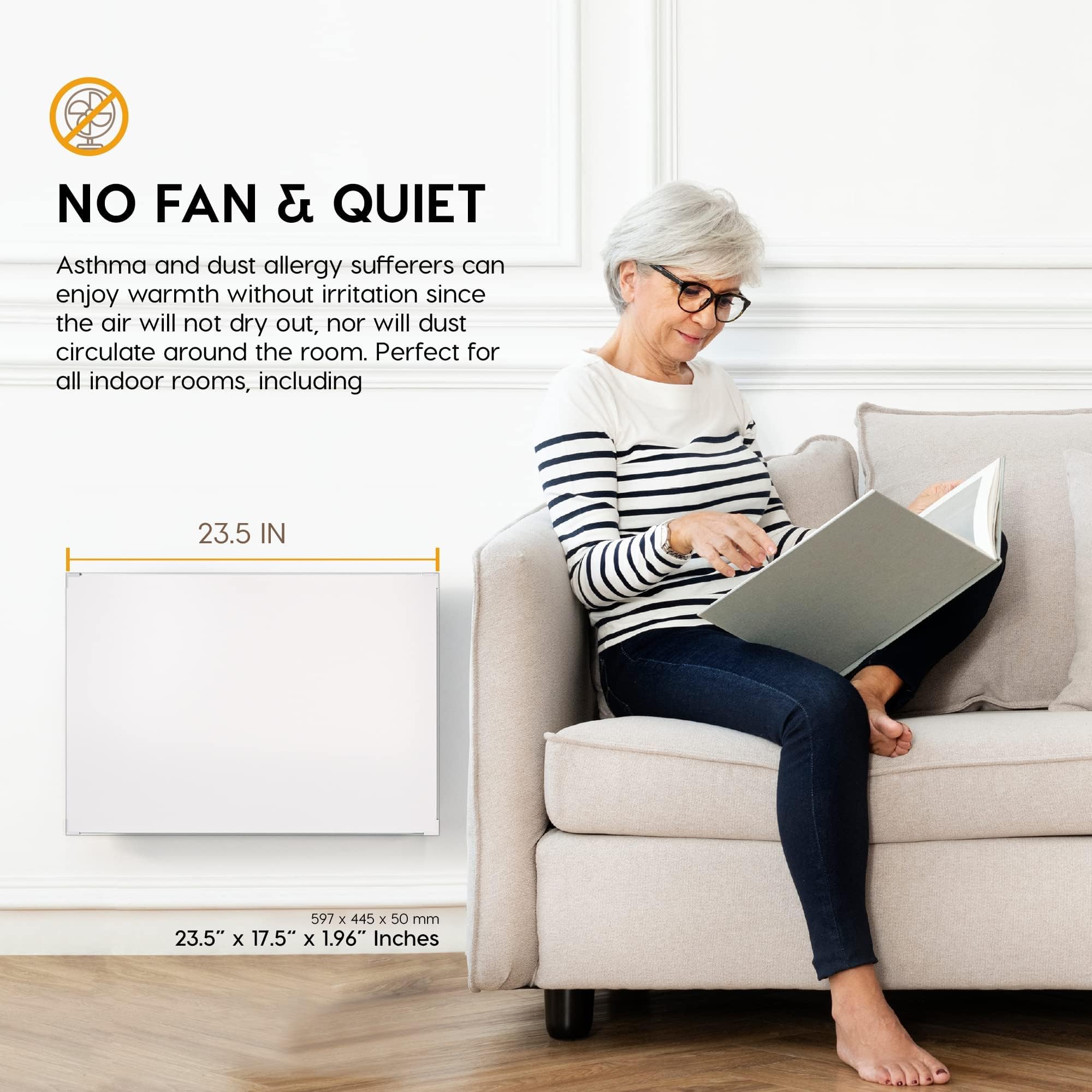 Econohome Wall Mount Space Heater Panel With Heat Guard   250 Watt Splashproof Convection Heater With Thermostat   Ideal For 100