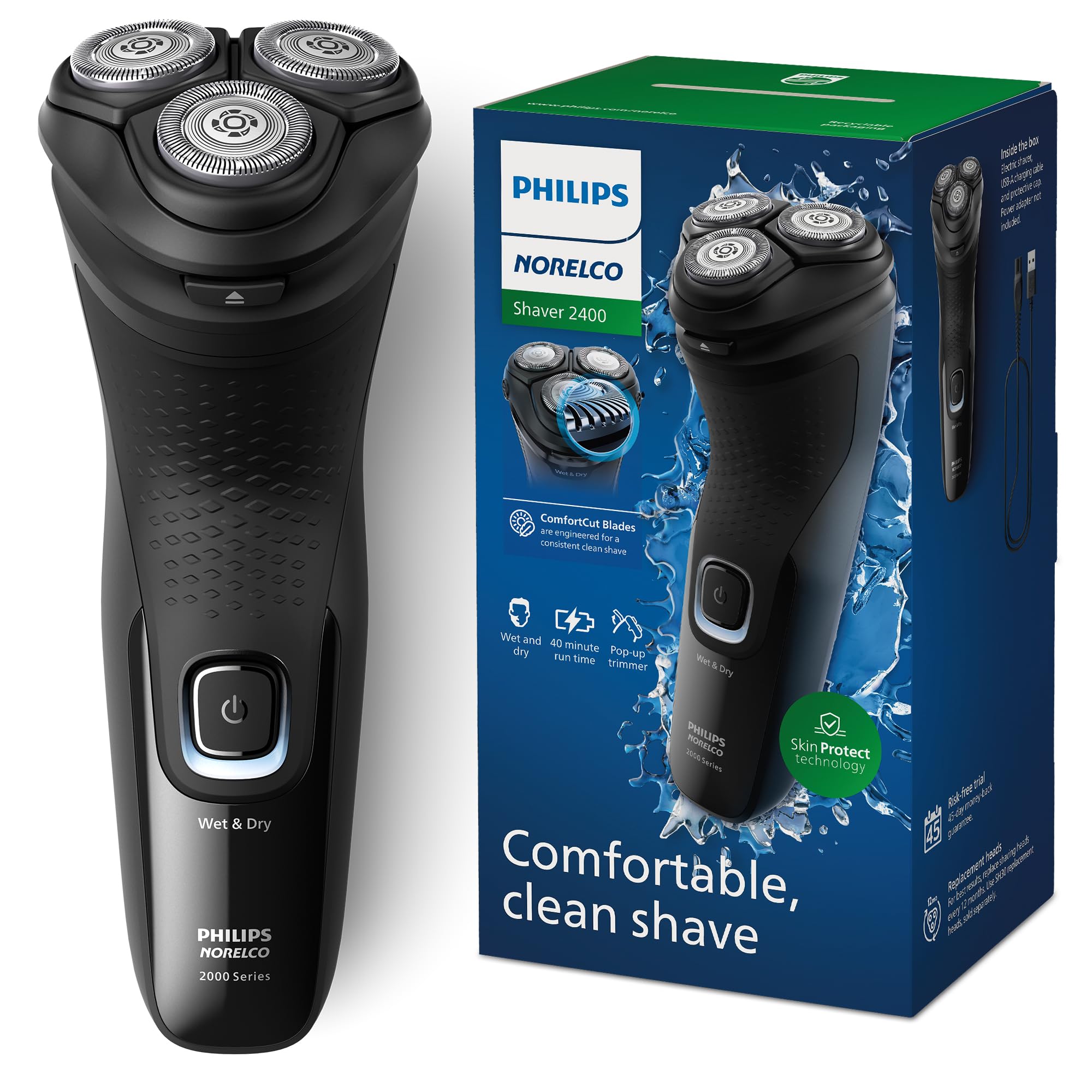 Philips Norelco Shaver 2400, Rechargeable Cordless Electric Shaver With Pop Up Trimmer, X3001/90