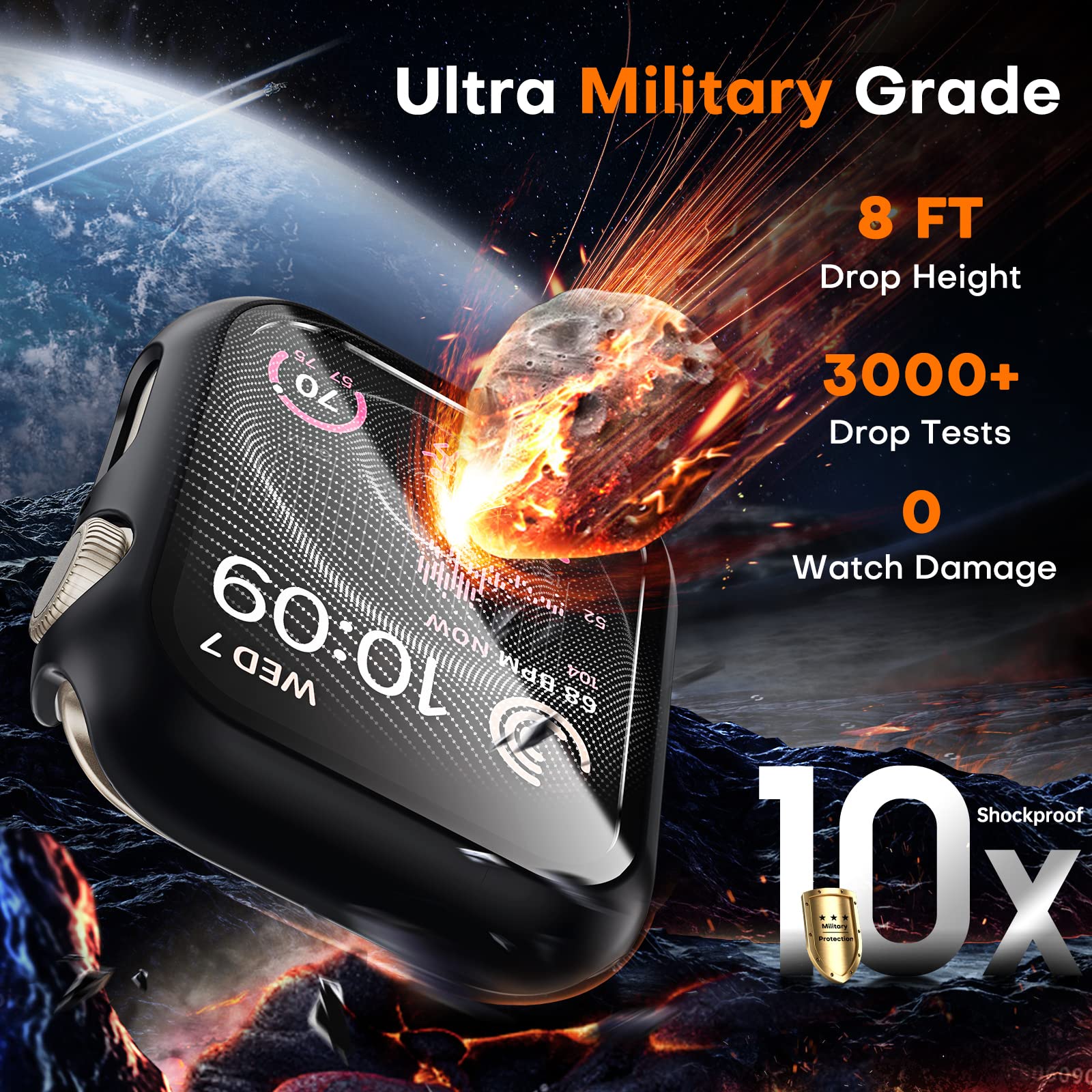 Tocol 2 Pack For Apple Watch Case 44Mm Se (2Nd Gen) Series 6/5/4, [10X Military Grade Shockproof], [Touch Sensitive], [Ultra Thi