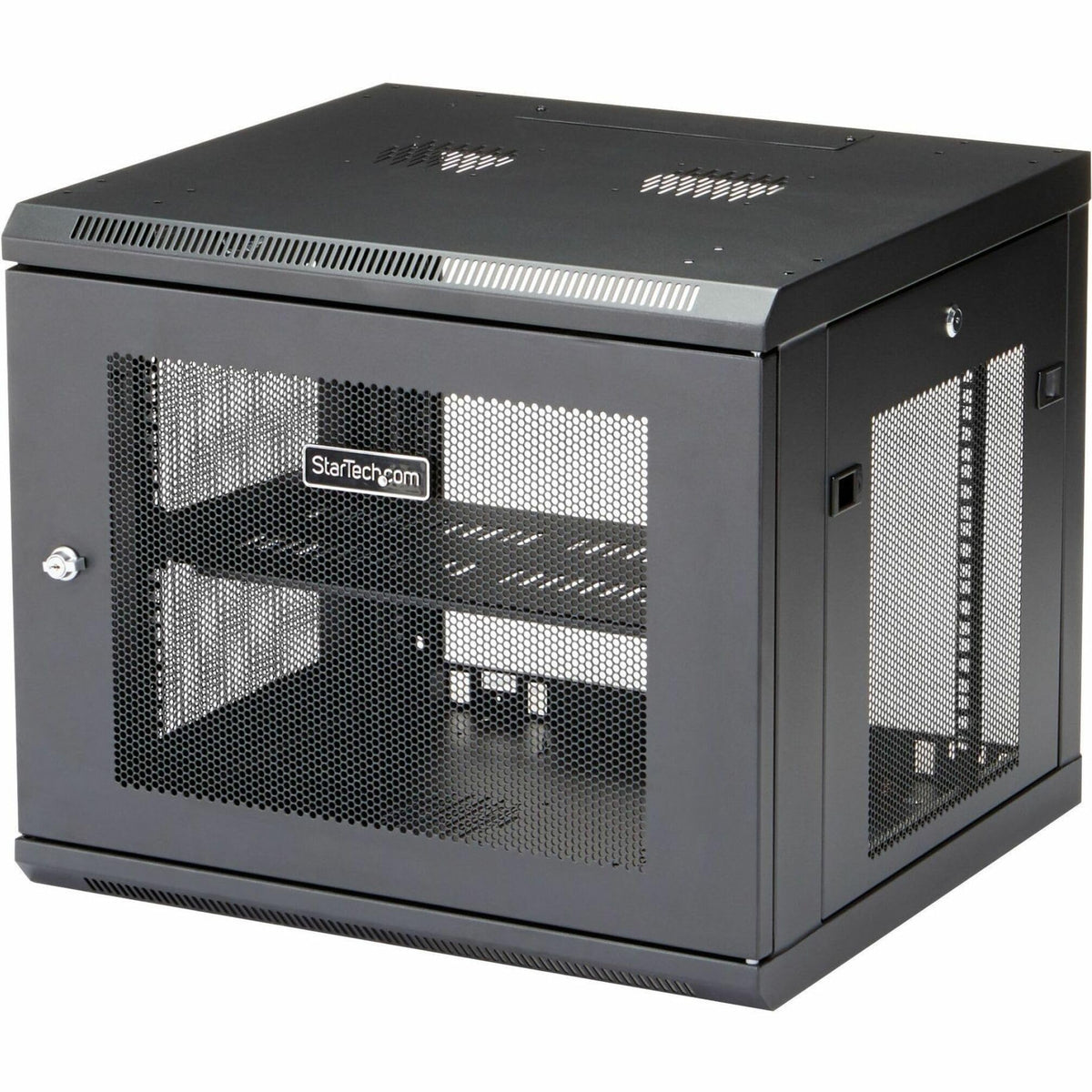 StarTech.com 4-Post 9U Wall Mount Network Cabinet w/ 1U Shelf, 19' Wall-Mounted Server Rack for IT / Data Computer Equipment