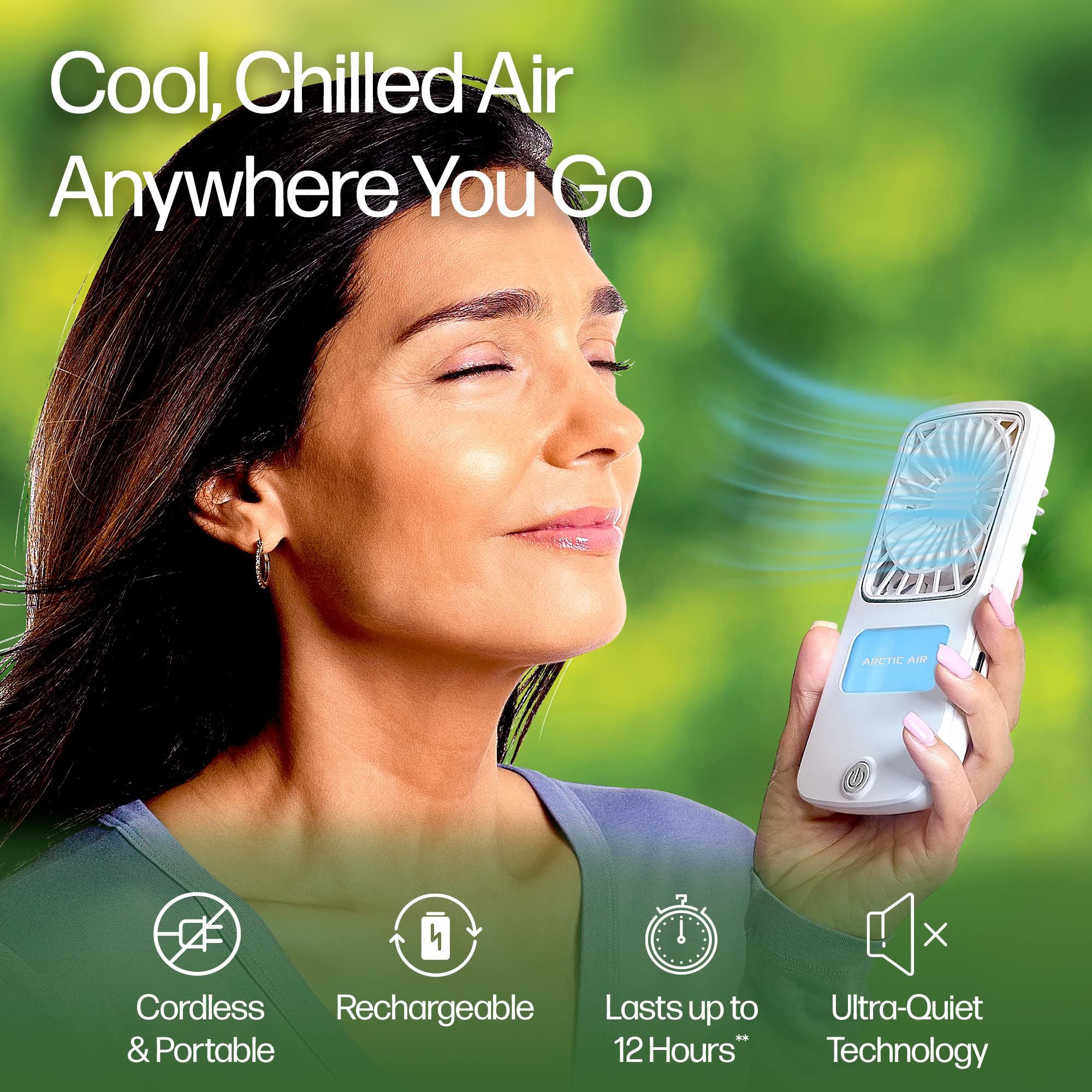 Arctic Air Portable Fan, Pocket Chill Handheld Mini Fan, Rechargeable Personal Air Cooler With Hydro Chill Technology, 3 Speeds