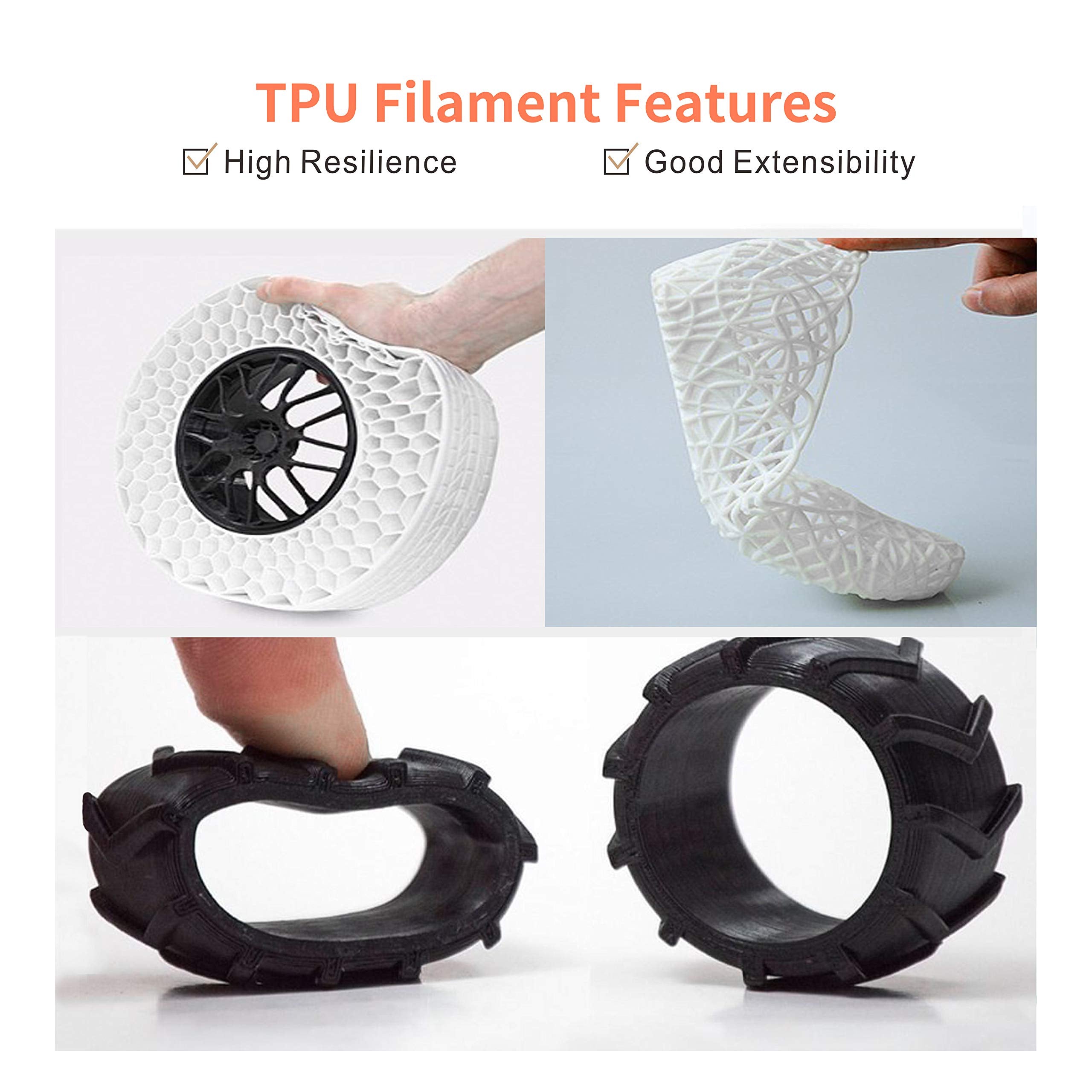 Novamaker Tpu Filament 1.75Mm, White Flexible Tpu 3D Printer Filament With 20G Cleaning Filament, 2.0Lbs Spool, Dimensional Accu