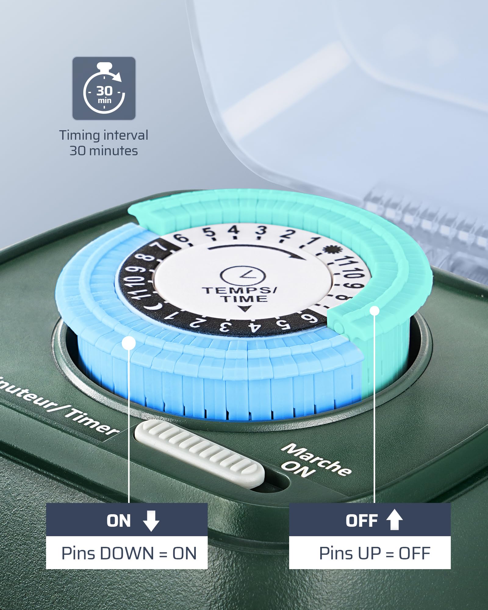 Dewenwils Outdoor Mechanical Power Stake Timer, Waterproof, 6 Grounded Outlets(3 180Rotatable), 6Ft Cord, Yard Stake Outdoor Tim