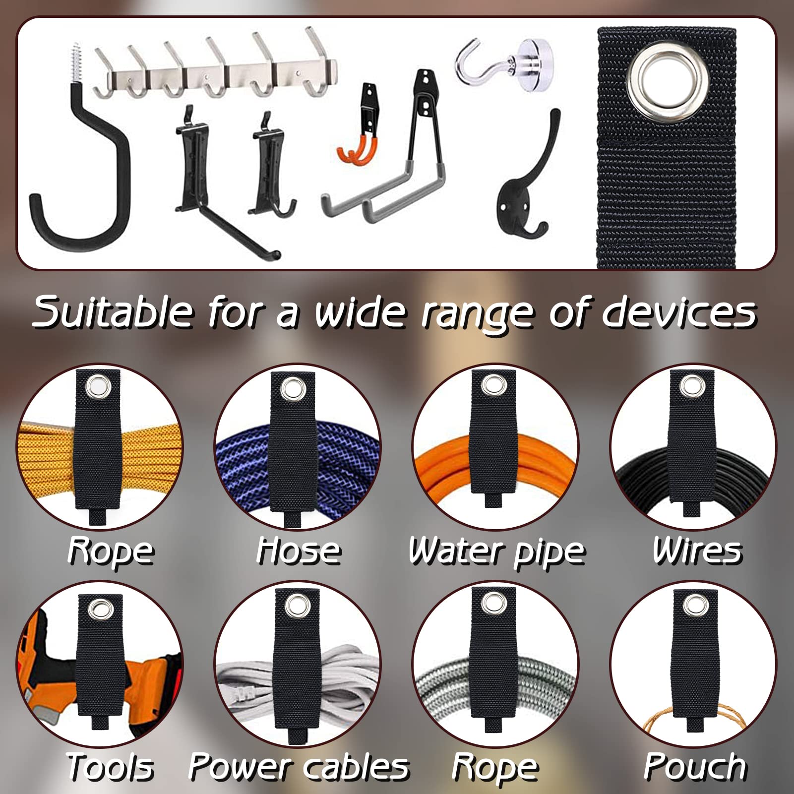 Zkptops Heavy Duty Extension Cord Holder Organizer Straps 13 Inch Multy 10-Pack Nylon Copper