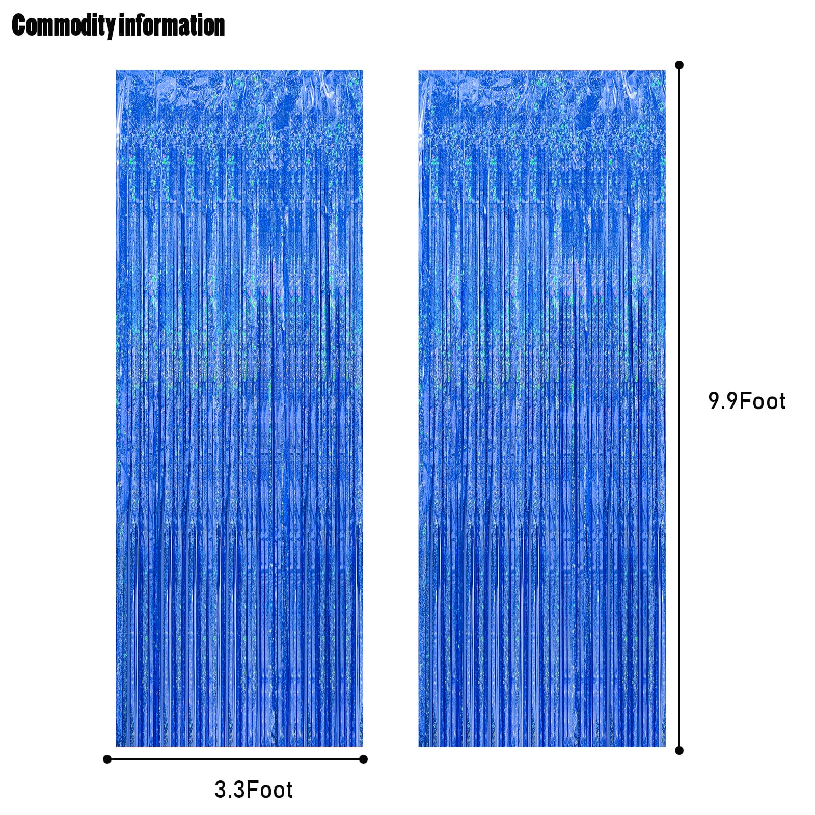 Canrevel 2 Pack 3.3X8.2 Feet Blue Foil Fringe Backdrop Curtains, Glitter Tinsel Streamers Birthday Party Decorations, Fringe Bac