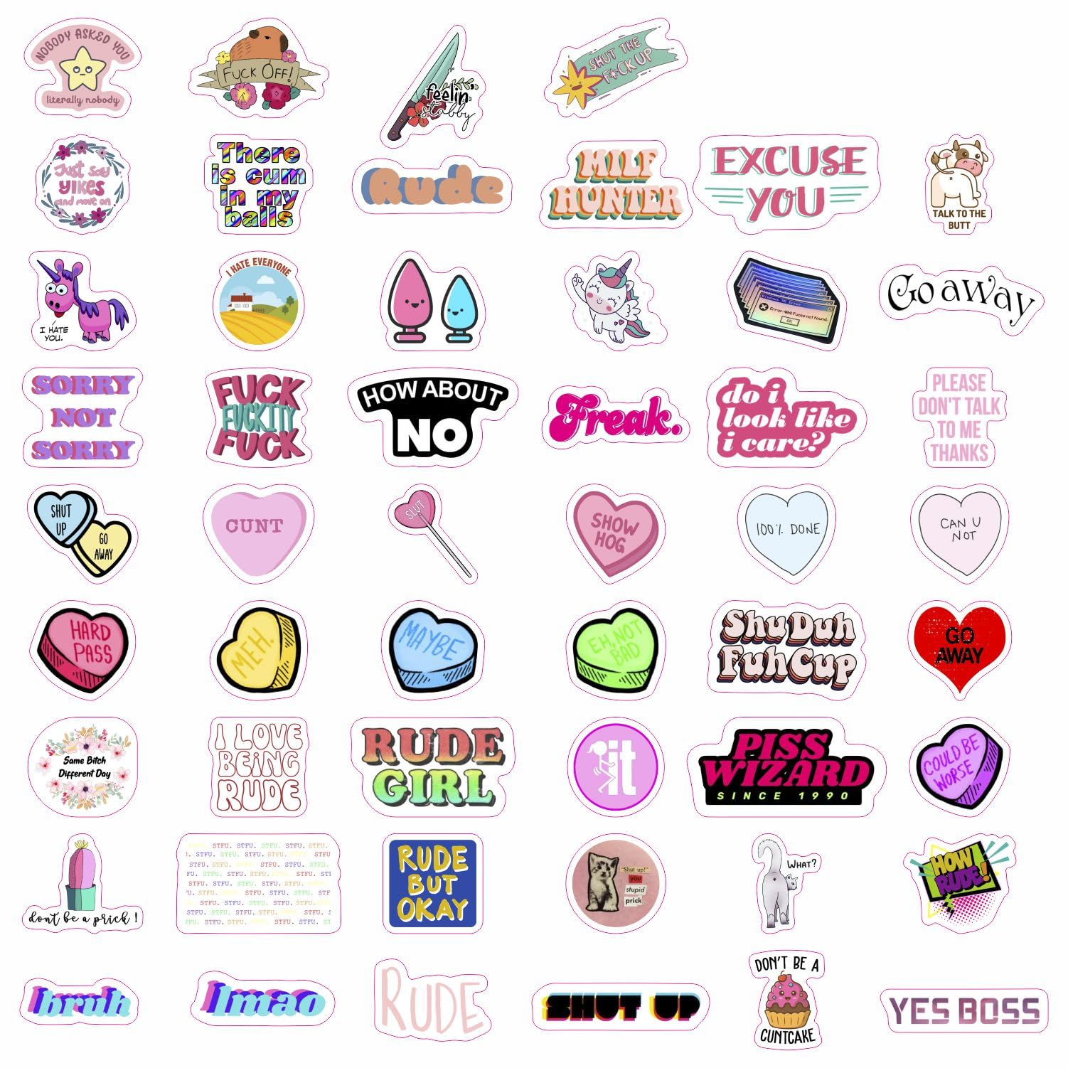 100Pcs Funny Rude Stickers For Adults, Crude Humor Stickers   Rude Gifts For Women, Offensiv_E Gifts For Adults Laptop Decals