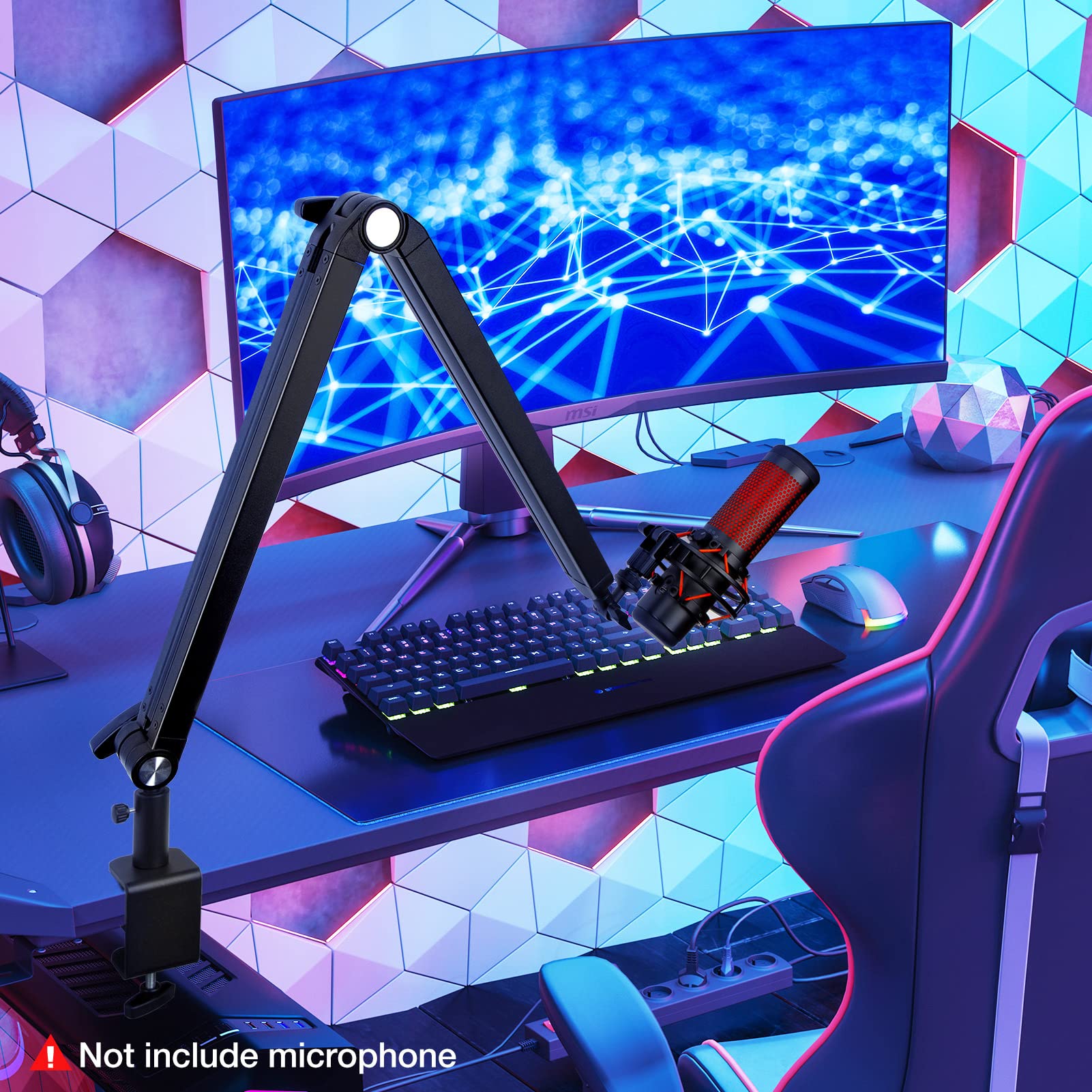 Blue Yeti Boom Arm With Extension Tube   Mic Boom Arm Compatible With Blue Yeti, Adjustable Boom Height Microphone Stand Mic Arm