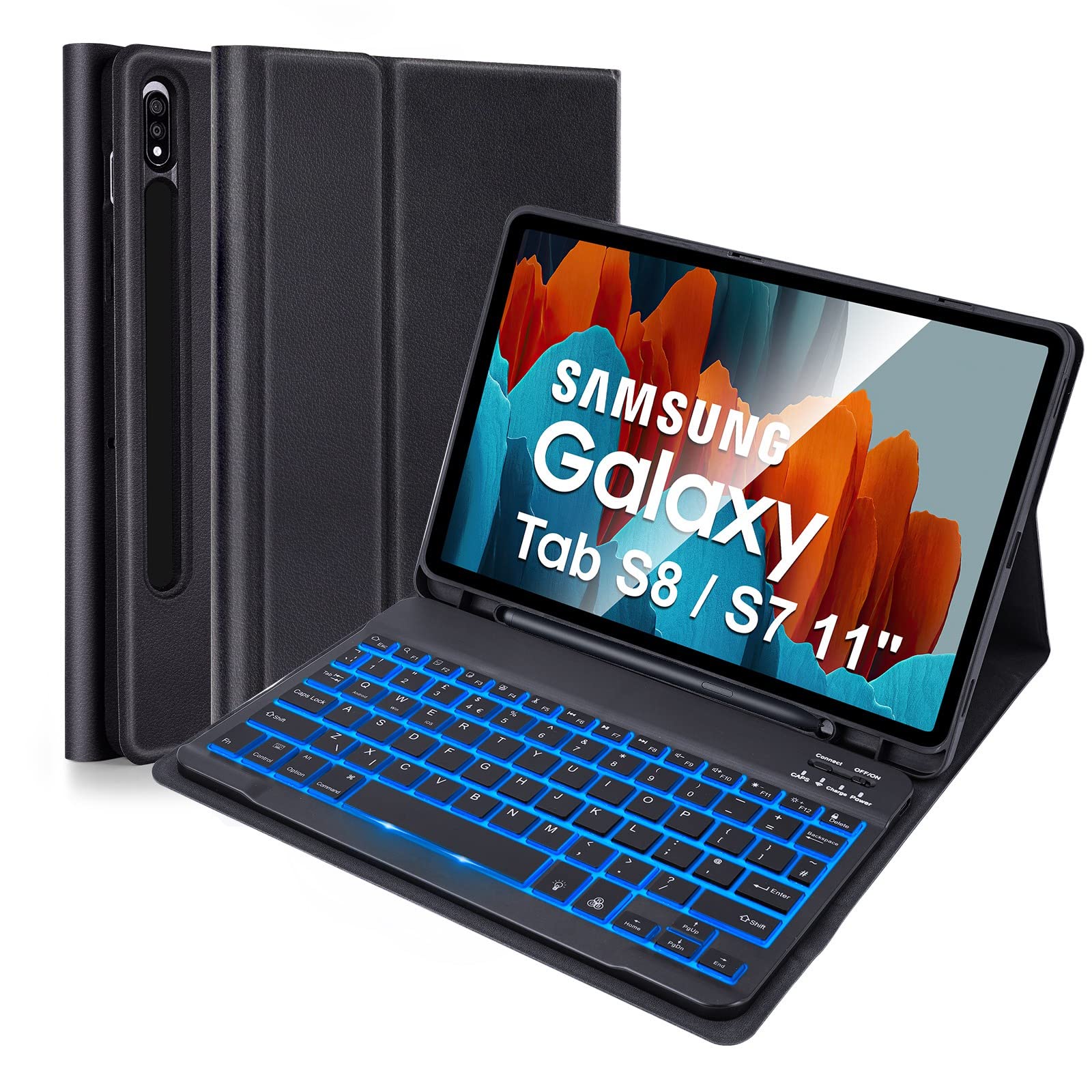 Lama Backlit Keyboard Case For Samsung Galaxy Tab 11Inch S8 2022(Sm X700/X706)/S7 2020(Sm T870/Sm T875/Sm T878), Detachable Wire