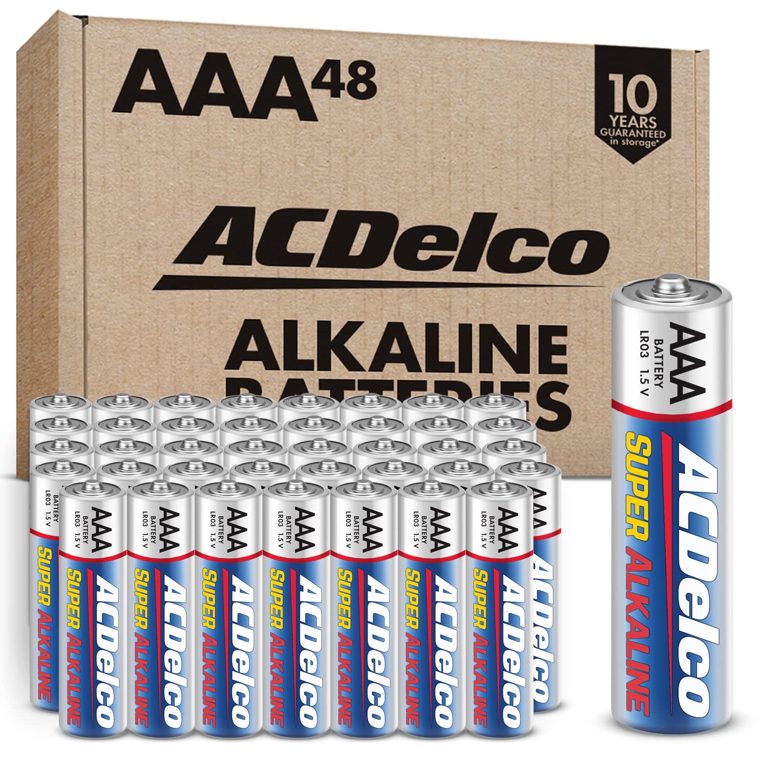 Acdelco 48 Count Aaa Batteries, Maximum Power Super Alkaline Battery, 10 Year Shelf Life