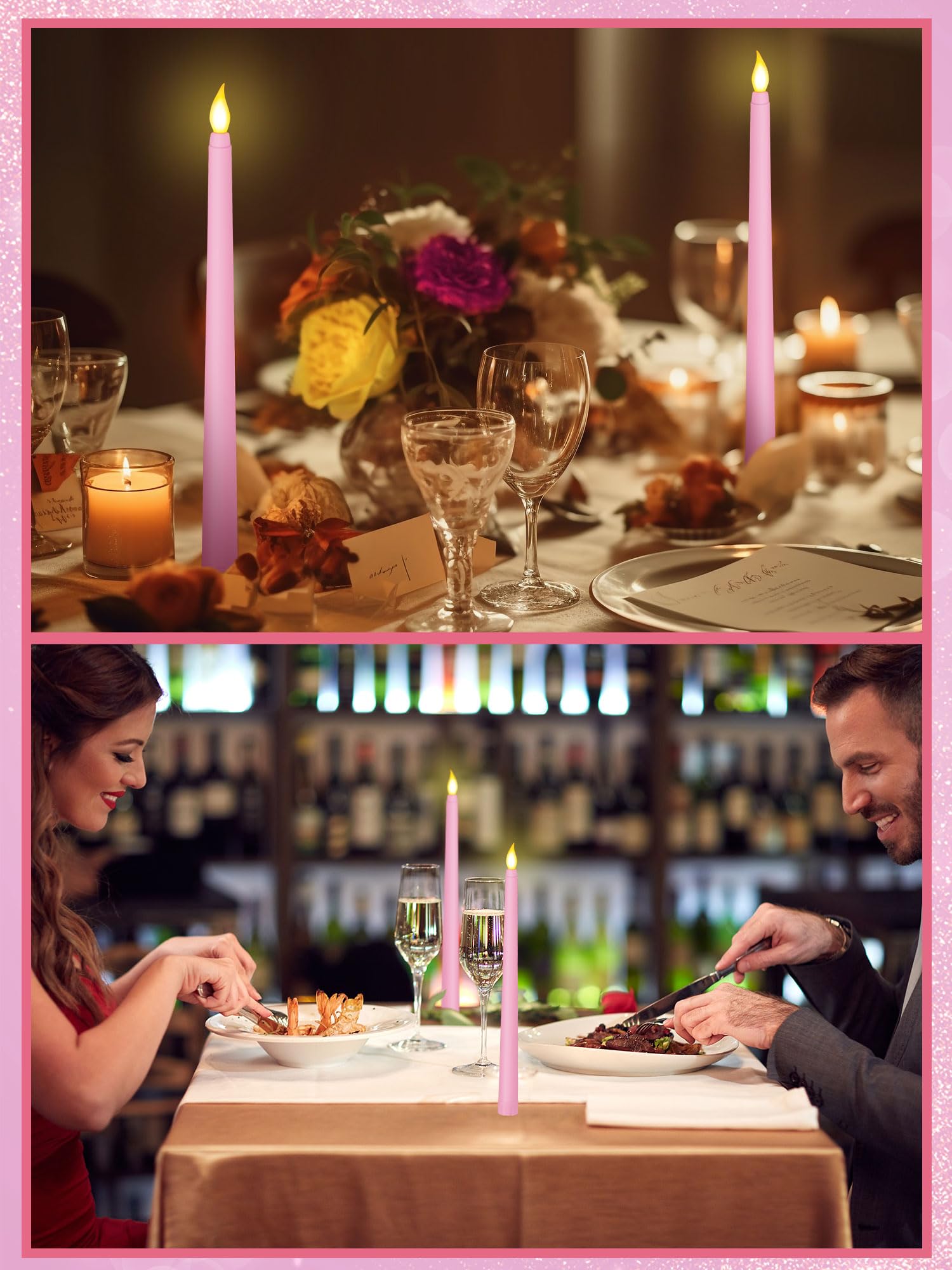 Funtery 48 Pcs Flameless Led Taper Candles 11 Inch Battery Operated Flickering Candles Bulk For Christmas Church Wedding Party(P