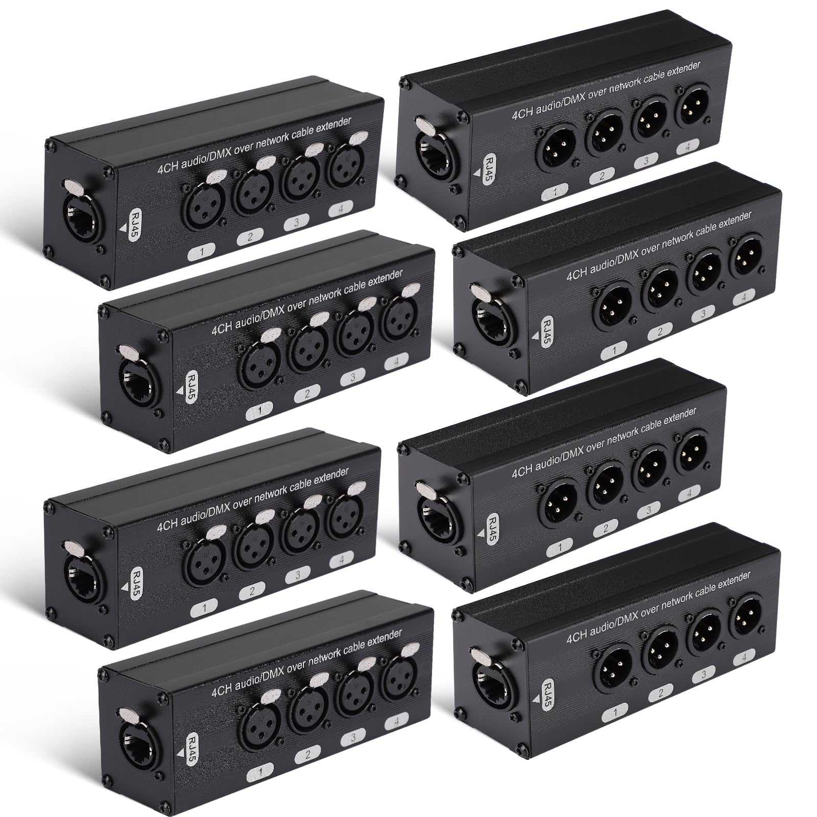 Copkim 8 Pack 4 Channel 3 Pin Multi Network XLR Cable Breakout 3 Pin XLR Male and Female Over RJ45 Ethercon Cable Multi Extender