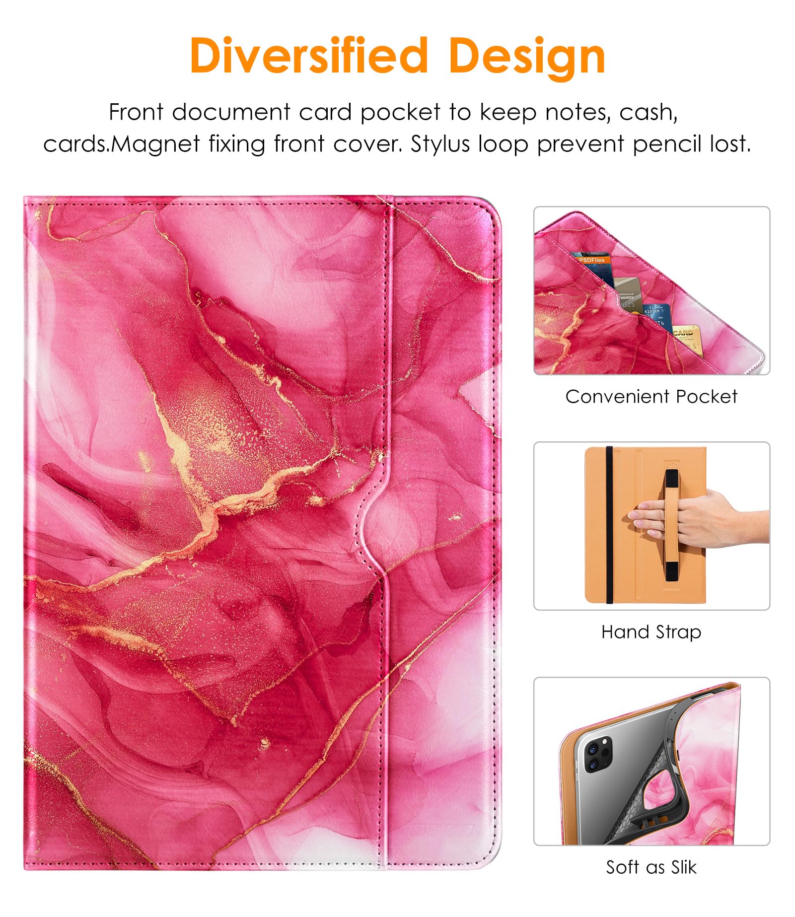 Dtto Ipad Pro 12.9 6Th / 5Th / 4Th / 3Rd Generation Case 2022/2021/2020/2018, Premium Leather Folio Stand Cover With Built In Ap