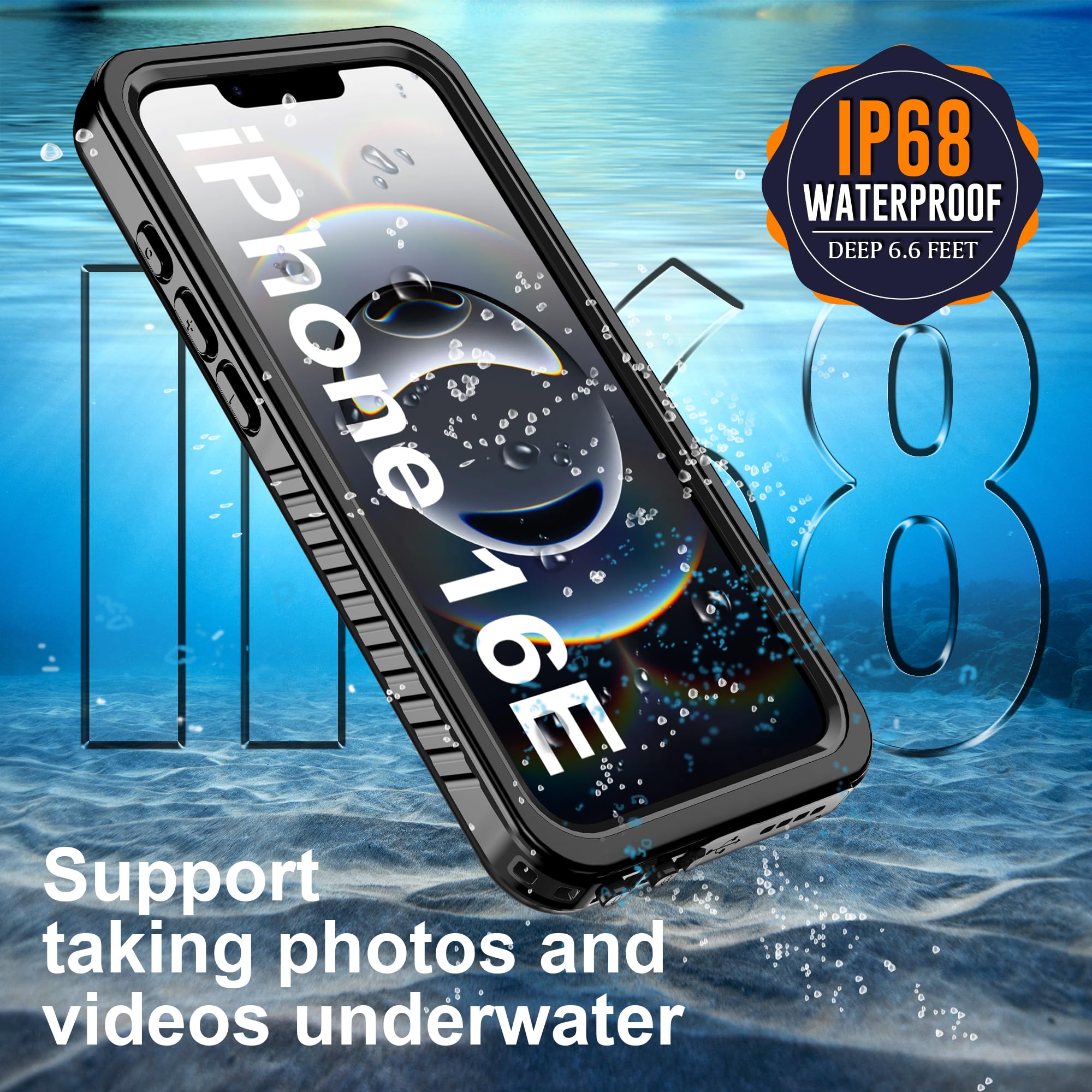 Waterproof For Iphone 16E Case Compatible With Magsafe Accessories, Full Body Shockproof Rugged Phone Case With Built-In Hd Scre