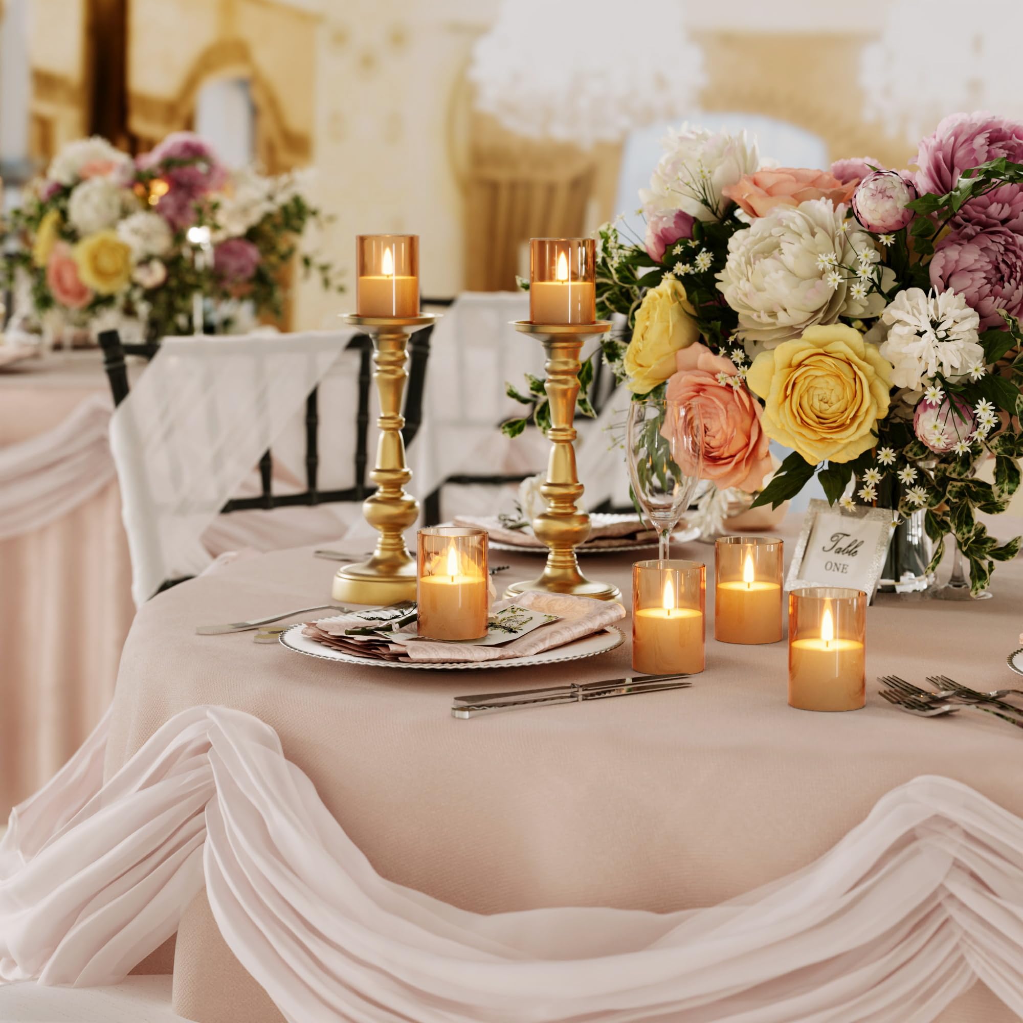 Viodaim 12Pack Flickering Flameless Candles With Timer, Led Candles Battery Powered, Small Flameless Pillar Candles, Votive Cand