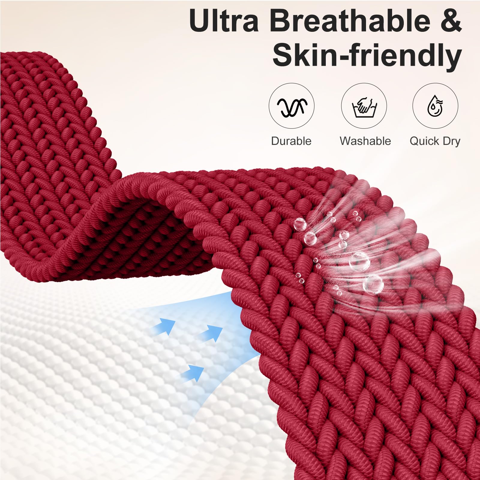 Maledan Sport Elastic Band Compatible For Fitbit Sense/Versa 3/Fitbit Versa 4/Sense 2 Bands Men Women, Breathable Elastic Stretc