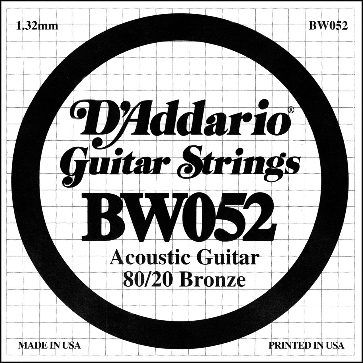DAddario BW052 Bronze Wound Acoustic Guitar Single String, .052