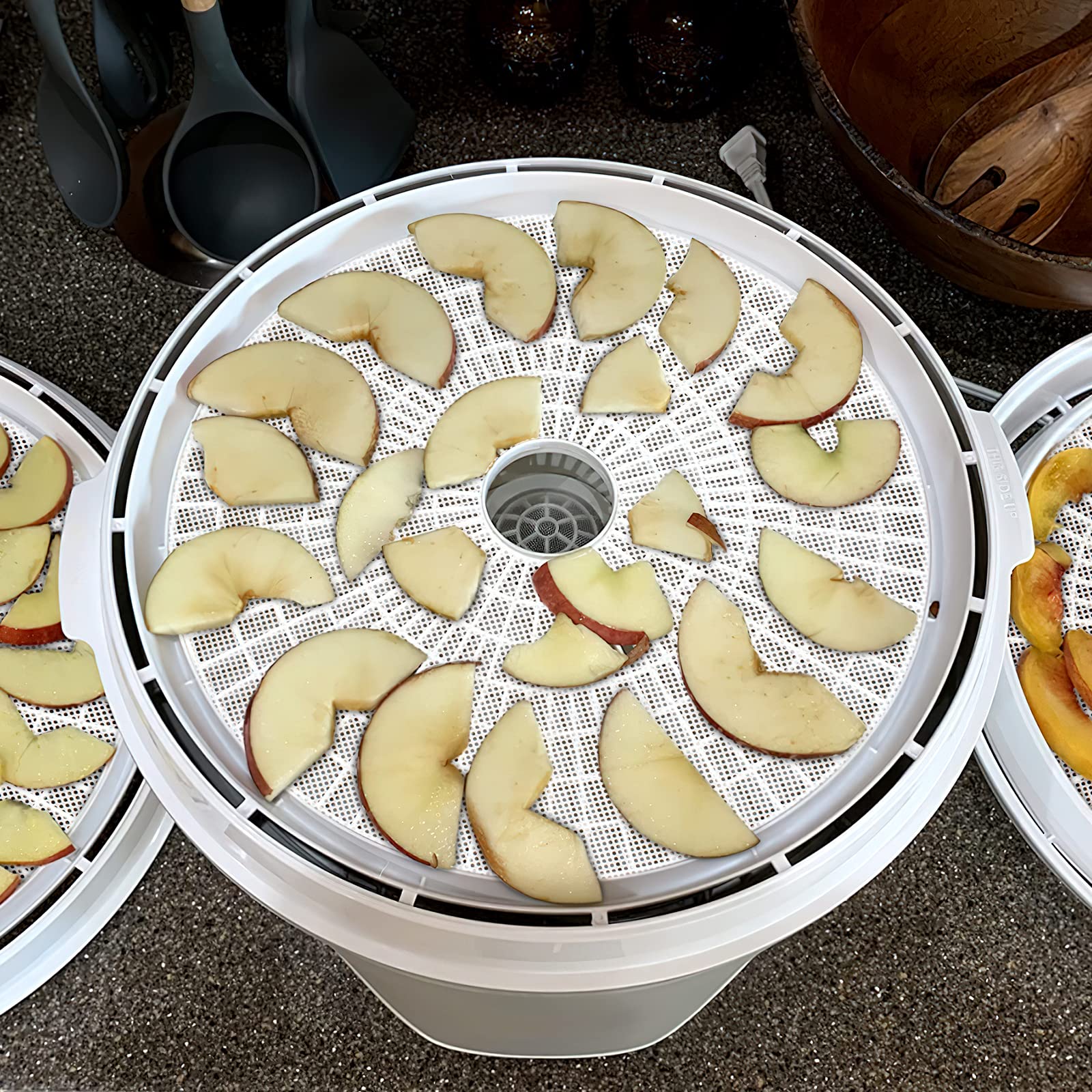 (8 Pack) Round Silicone Dehydrator Sheets, Dostk Premium Non Stick Silicone Mesh For Fruit Dehydrator, Tray Liner Reusable (Roun