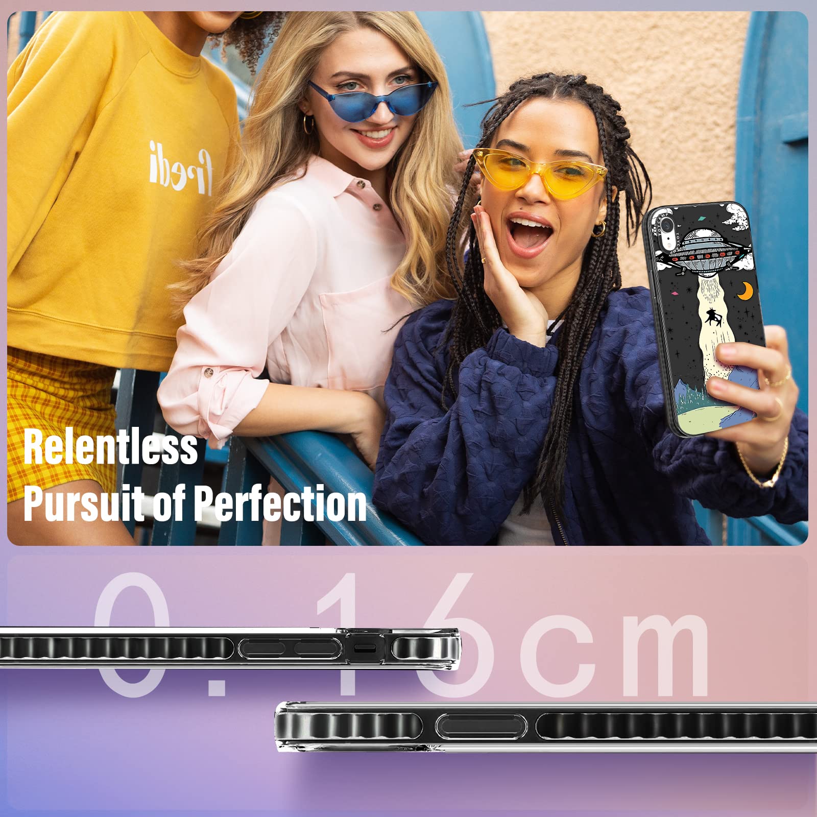 Toycamp For Iphone Xr Case With Ring Kickstand, Ufo Cool Cartoon Design For Men Boys Girls Teens Cute Case Cover For Iphone Xr (