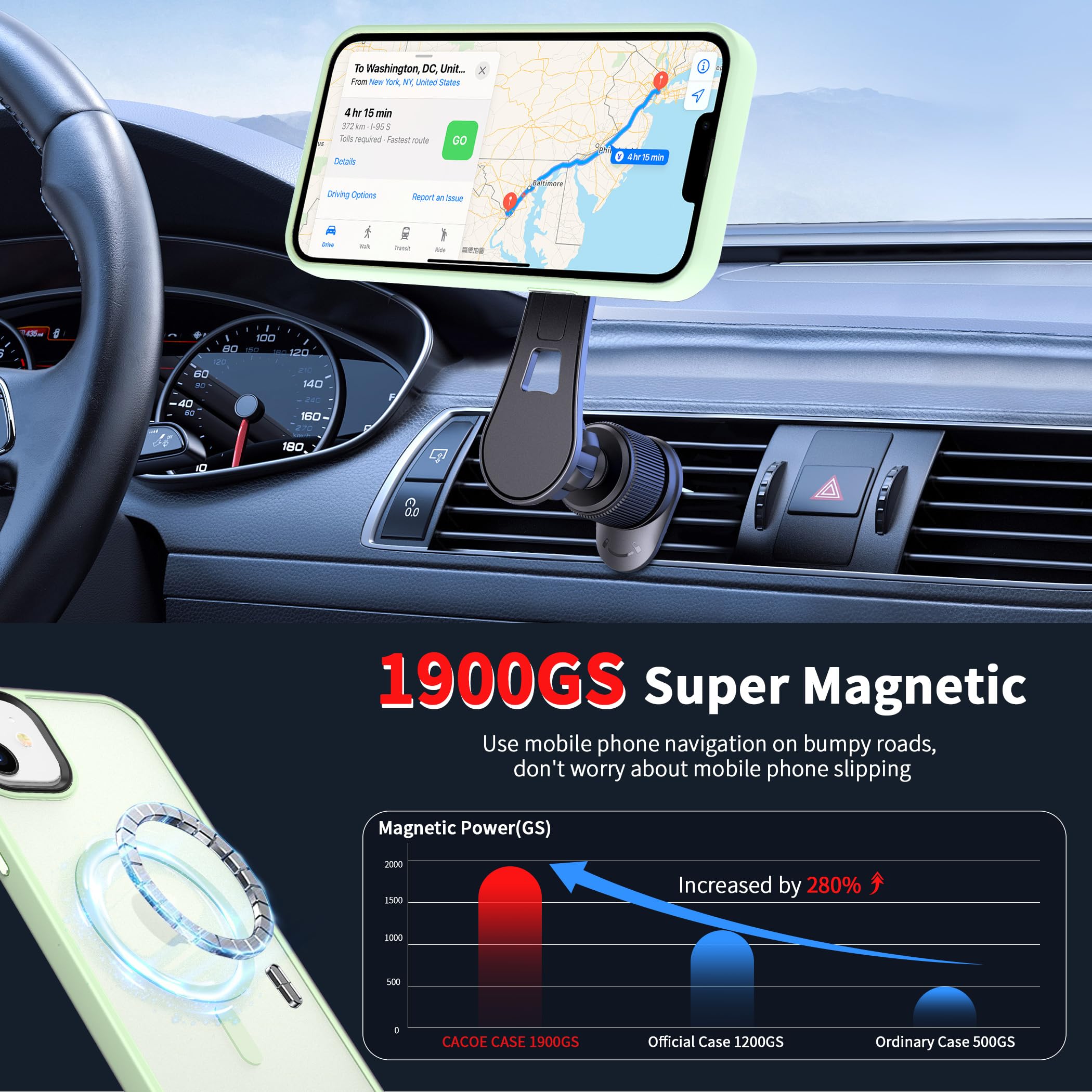 Cacoe Magnetic Case For Iphone 12 & Iphone 12 Pro 2020 6.1 Inch Compatible With Magsafe & Magnetic Car Phone Mount,Tpu Thin Phon